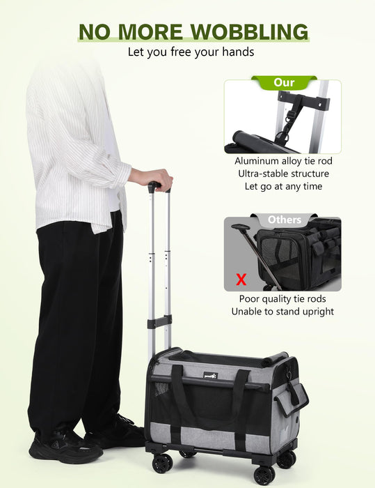 Pecute Pet Carrier with Wheels Trolley Bag