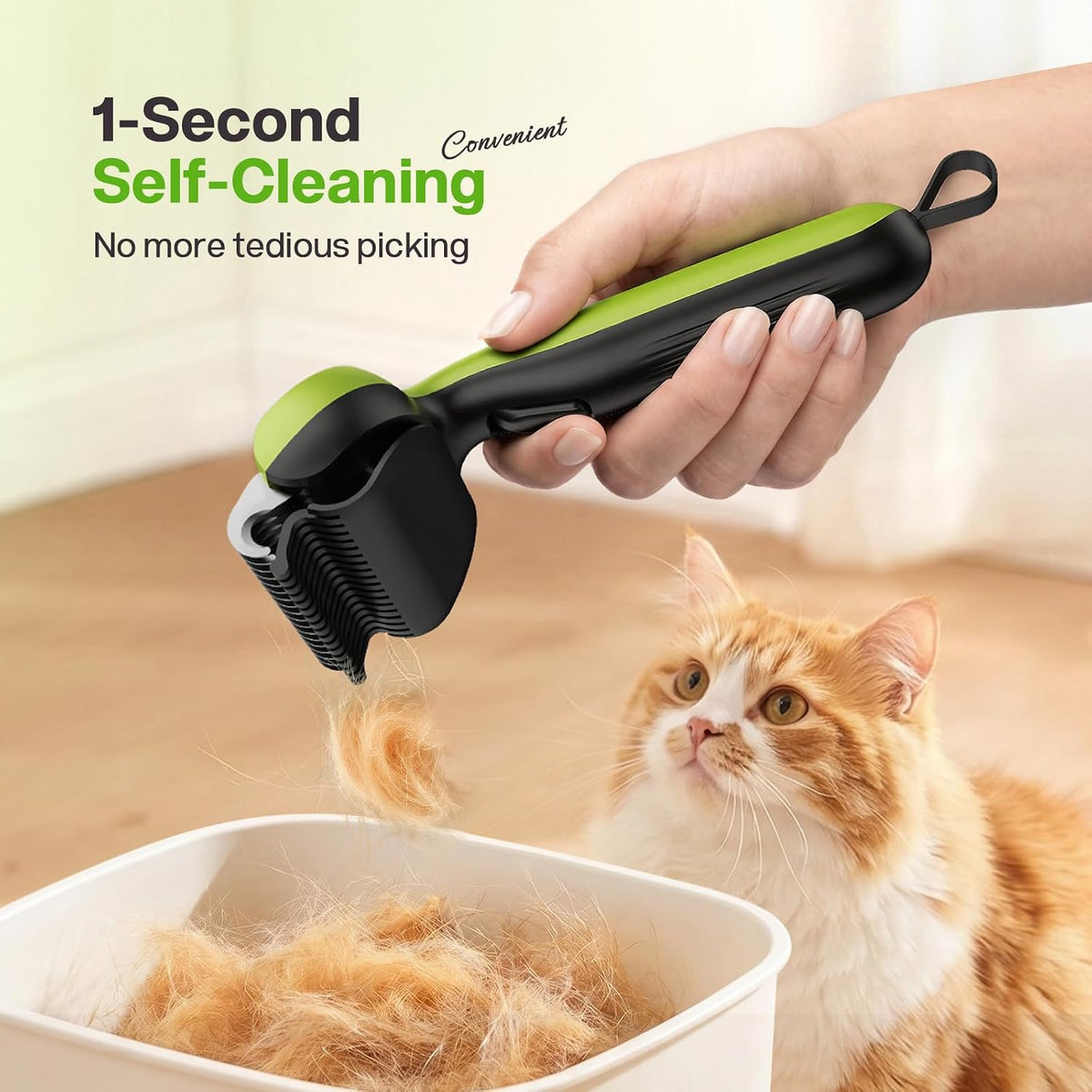 Pecute Self-Cleaning Undercoat Rake for Dogs Cats with Long/Double Coats