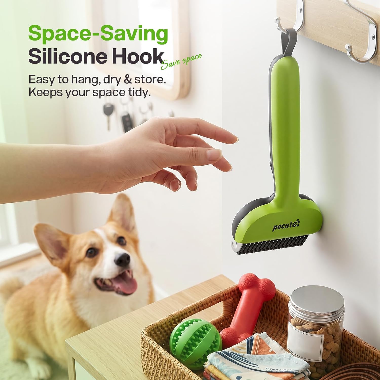Pecute Self-Cleaning Undercoat Rake for Dogs Cats with Long/Double Coats