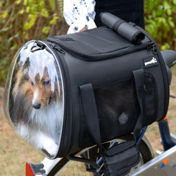 Pecute Sac de transport pour animaux de compagnie avec fenêtre en acrylique Sac de vélo Pillion Panier portable pour animaux de compagnie