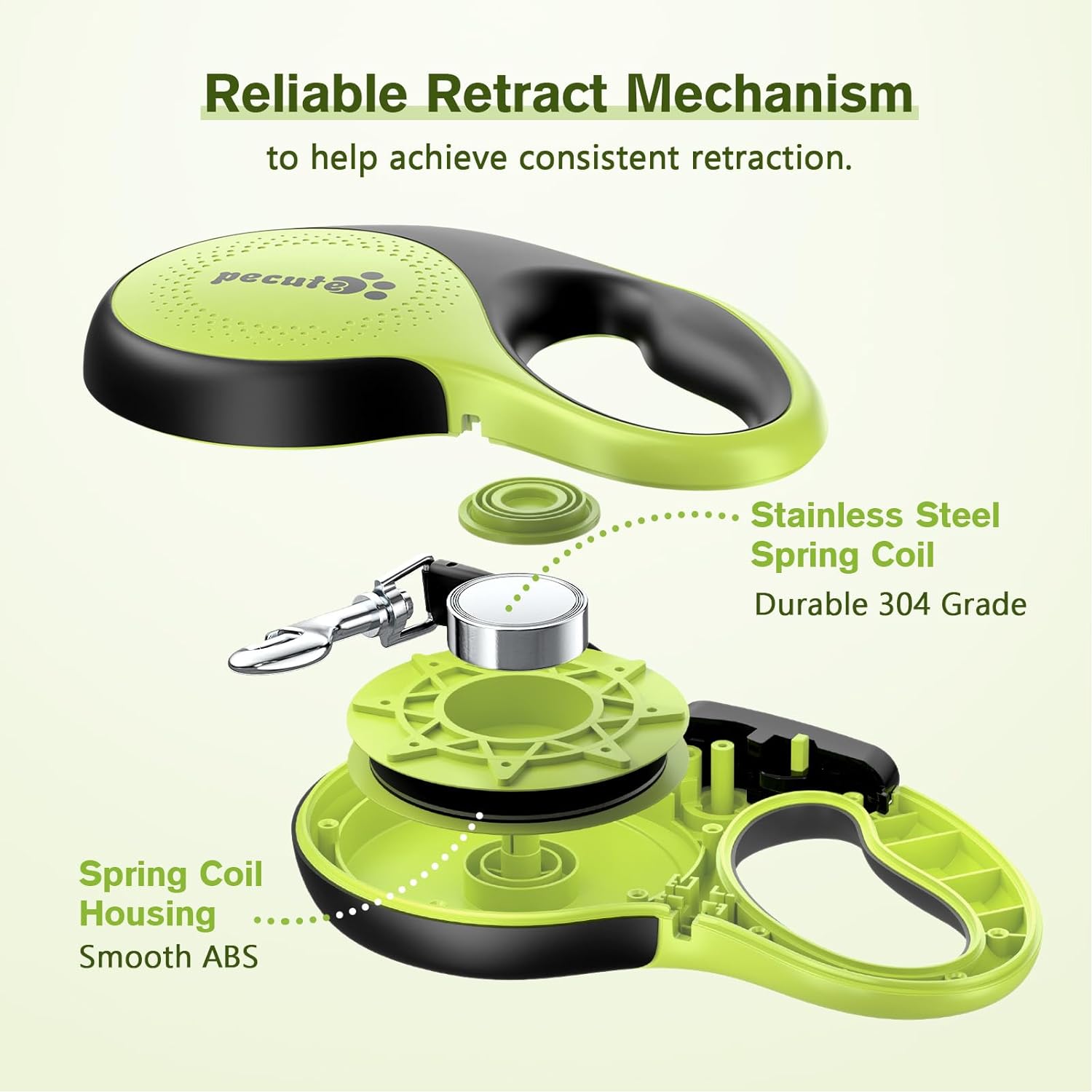 pecute 8m/26.2ft Retractable Dog Leash with No Knots Extended