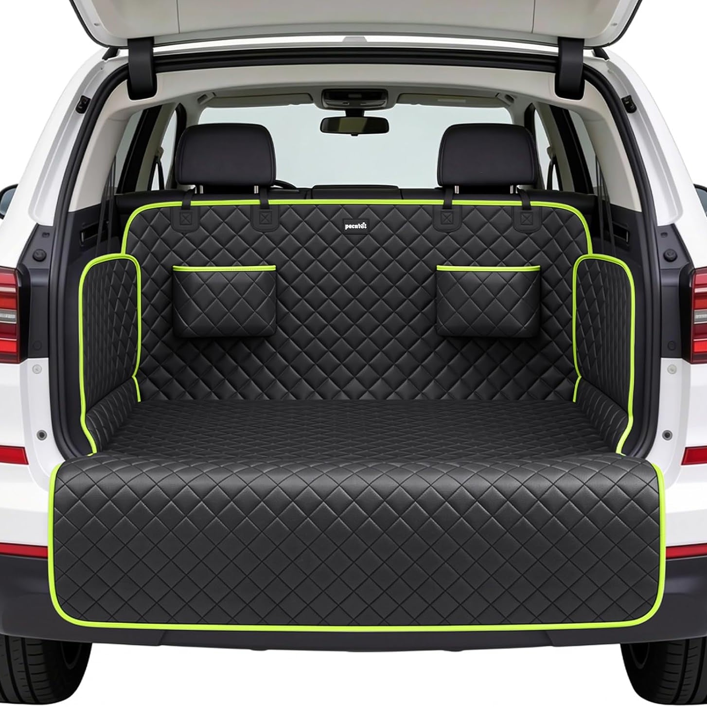 SUV Cargo Liner for Dogs, Upgraded Scratch-proof Leather 14.17" Heightened Side Flaps, 53.15" x40.55" Waterproof Non-Slip Trunk Liner with Bumper Flap, Universal Fit for SUVs Sedans Vans 3-Row SUV