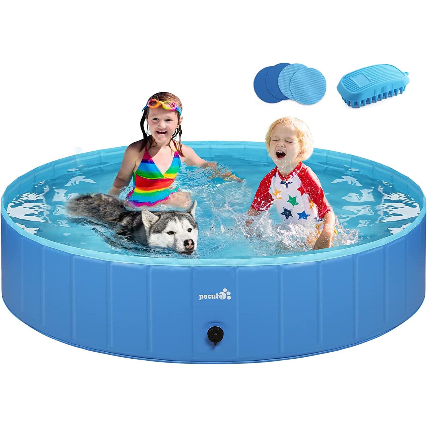 Pecute Paddling Pool for Pets& Kids（XL）.