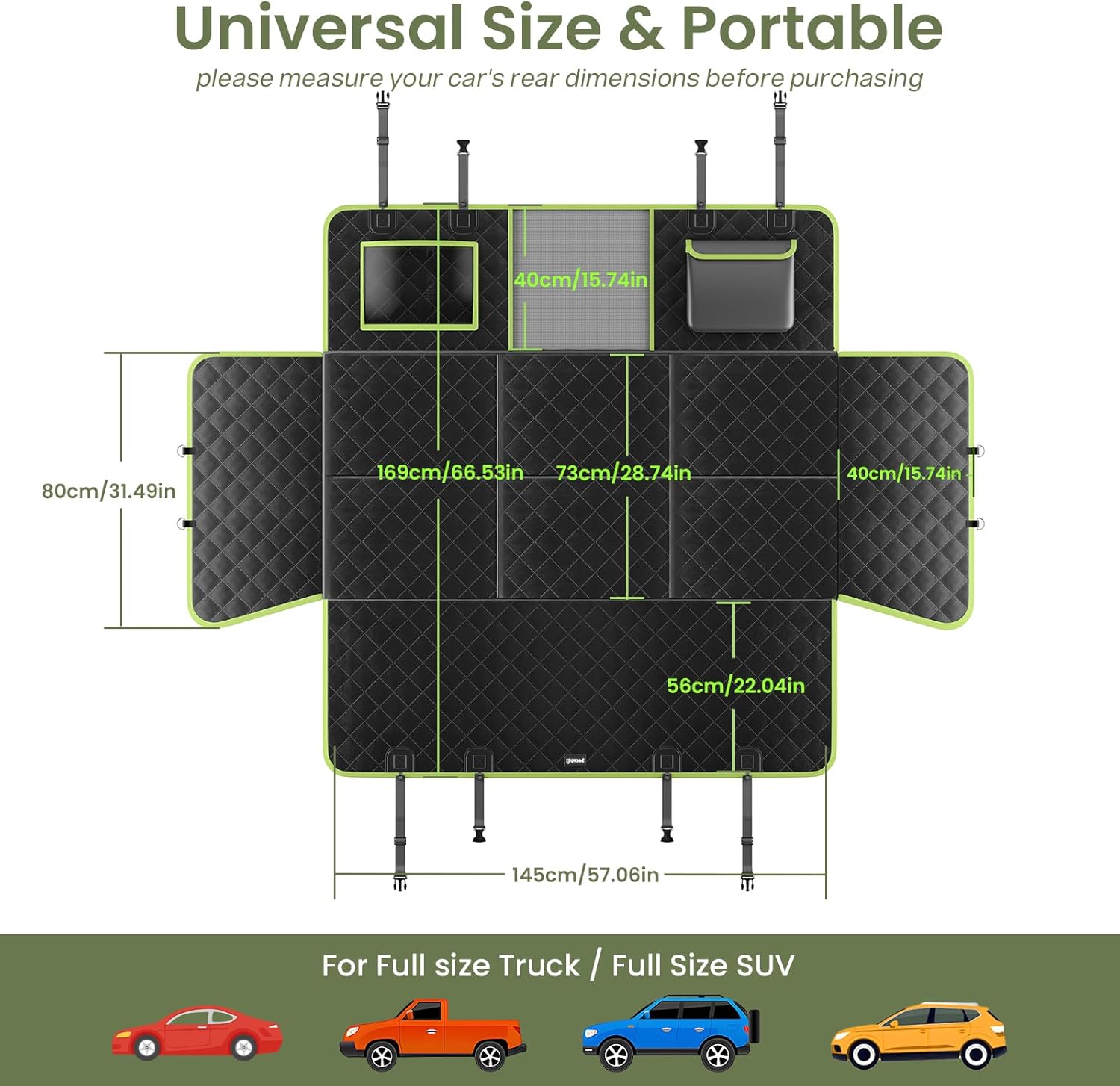 Pecute 2025 Upgrade Dog Car Seat Cover&Extender&Barriers 3 in 1 Up to 150kg