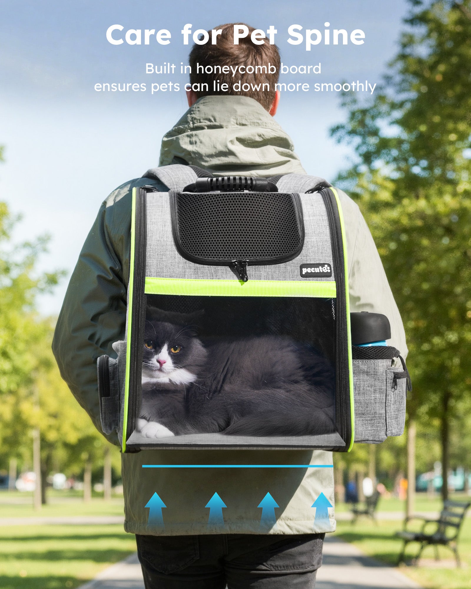 Pecute Portable respirant sac à dos extensible chat transporteur chien sac à dos (gris)