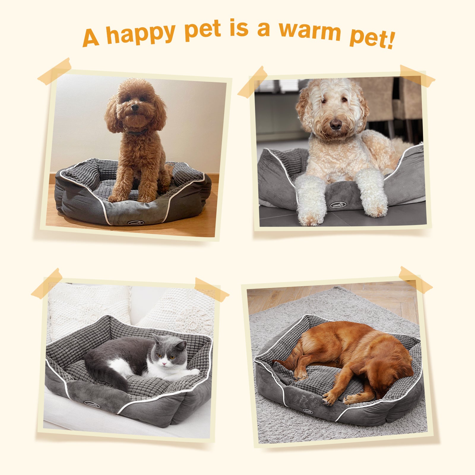 Pecute S-L Plush Pet Bed for Cats Small Dogs