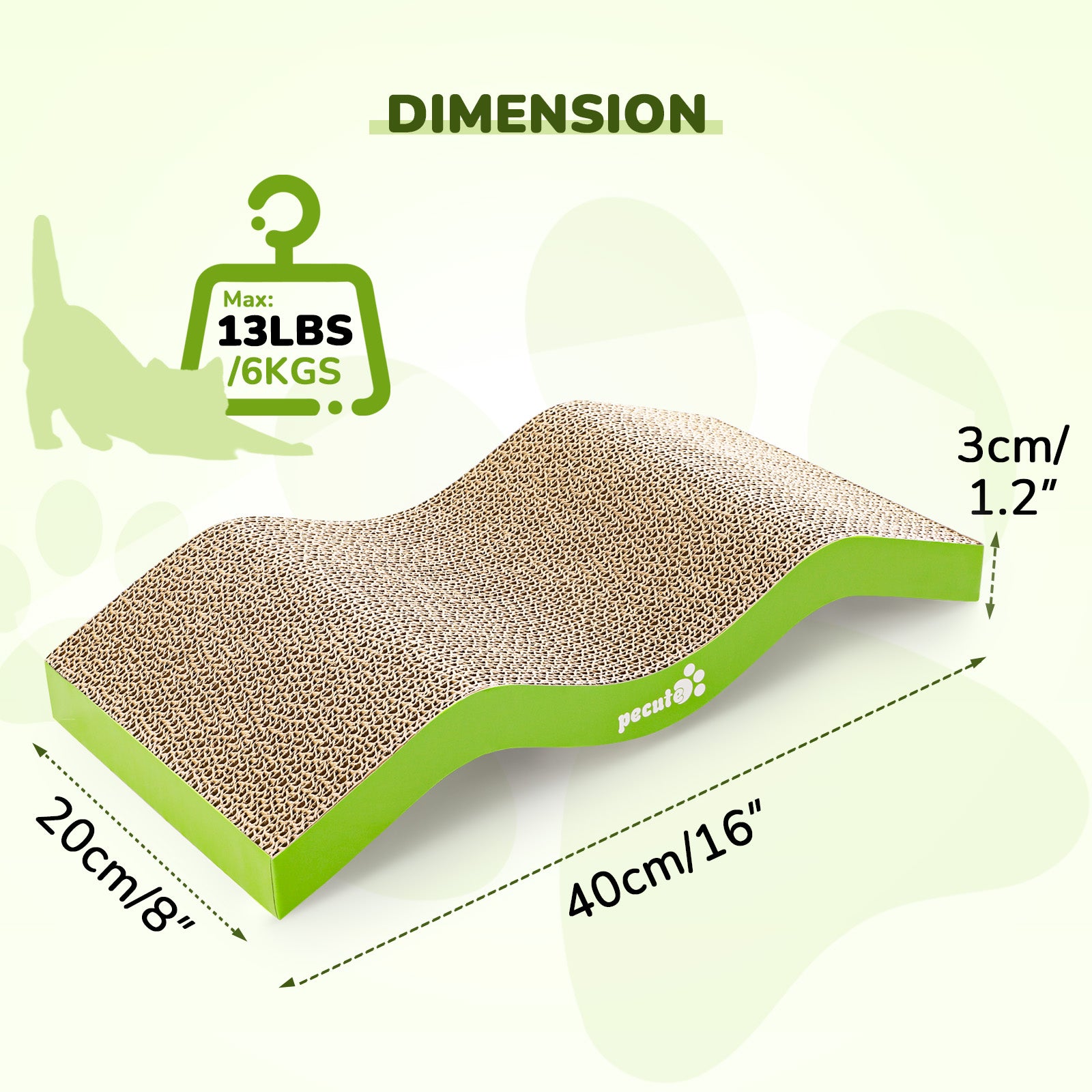 Pecute Wavy Shape Doppelseitiges Katzenkratzer-Ersatzbrett