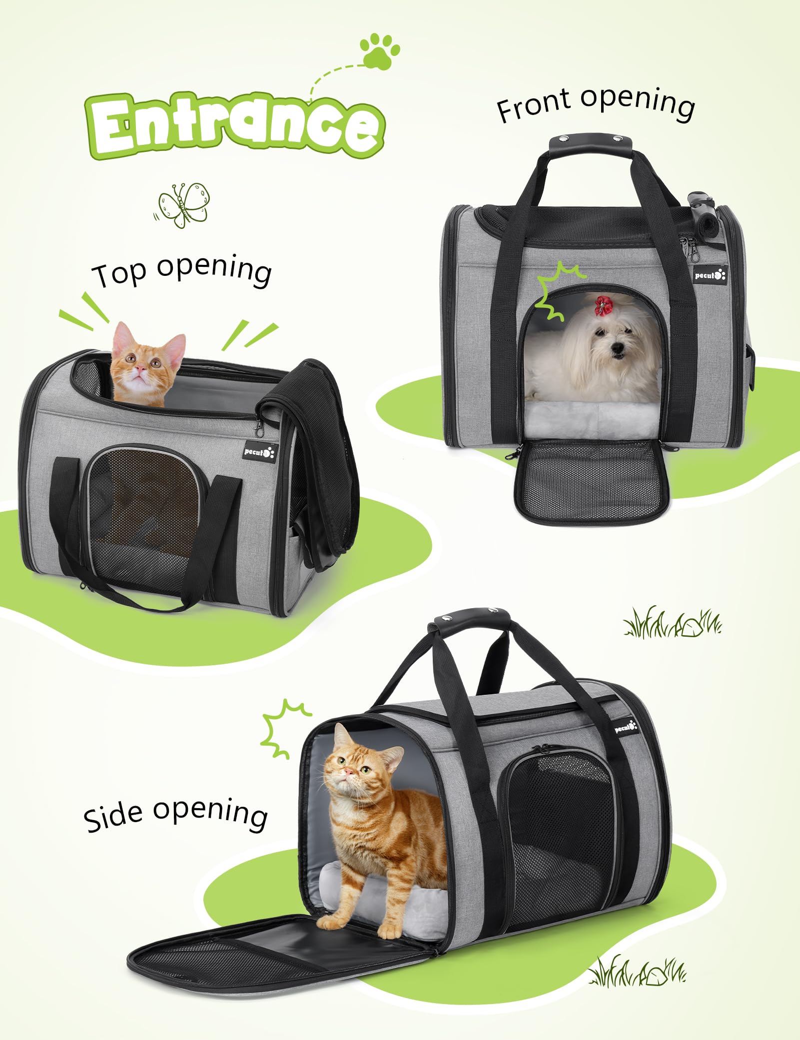 Pecute® Sac de transport pour animaux de compagnie grand, sac à main de transport pour chat