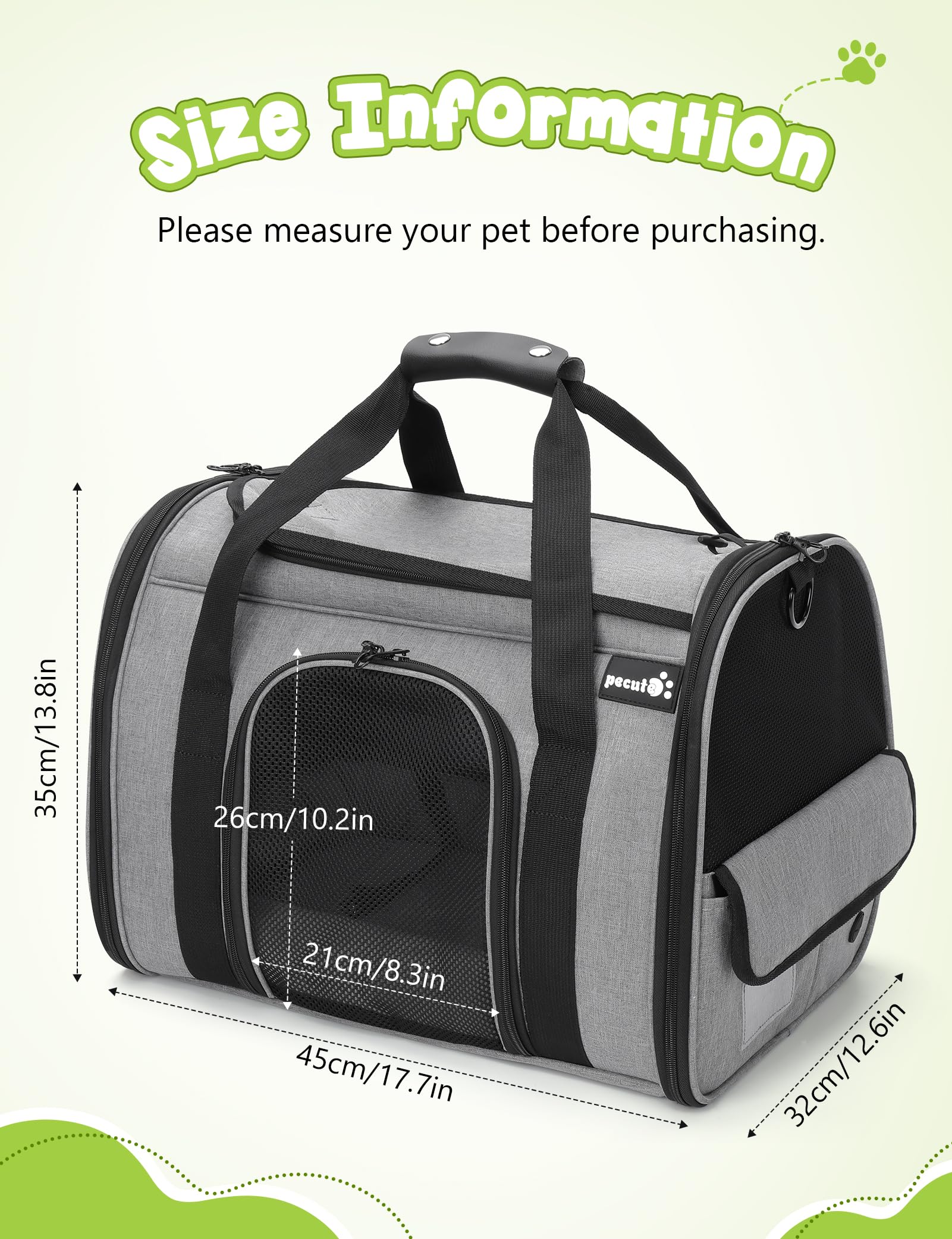 Pecute® Sac de transport pour animaux de compagnie grand, sac à main de transport pour chat