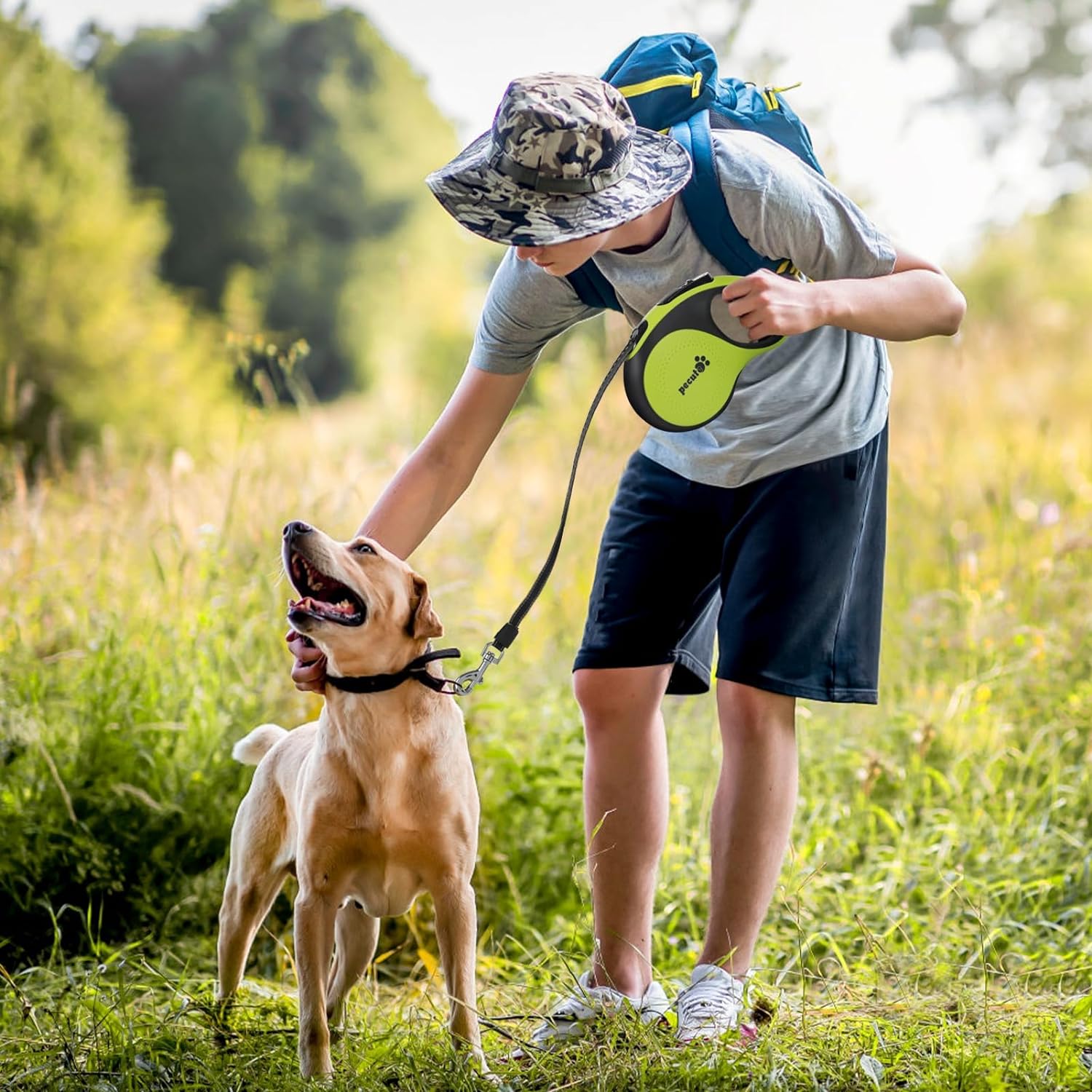 pecute 8m/26.2ft Retractable Dog Leash with No Knots Extended