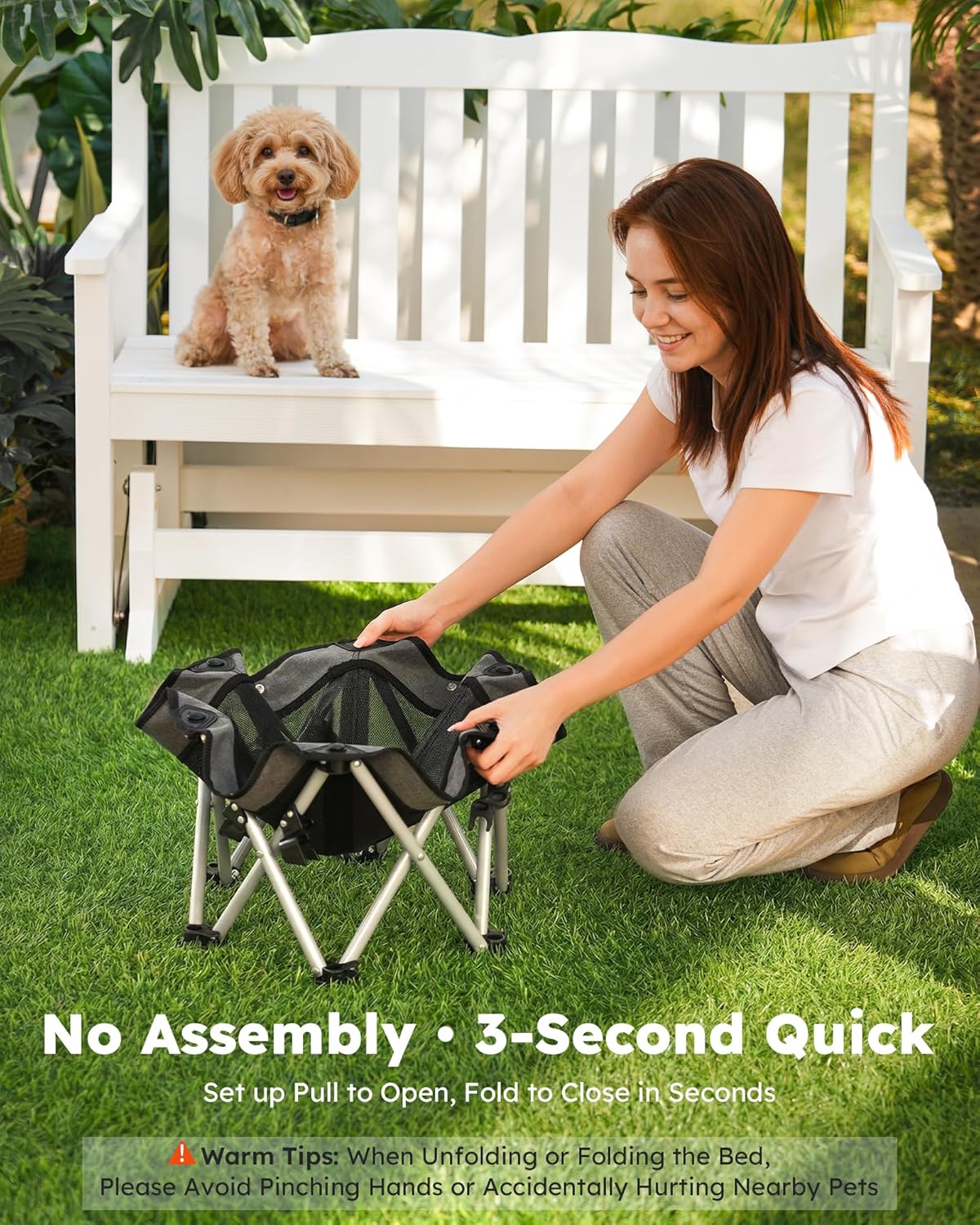 pecute ELevated Pet Bed with Cooling Mat, Cat Cooling Bed Built with 360° Breathable Mesh, Dog Cooling Bed Foldable, Portable and Non-slip, for Indoor and Outdoor Use, Supports up to 60kg,M,Dia 60cm
