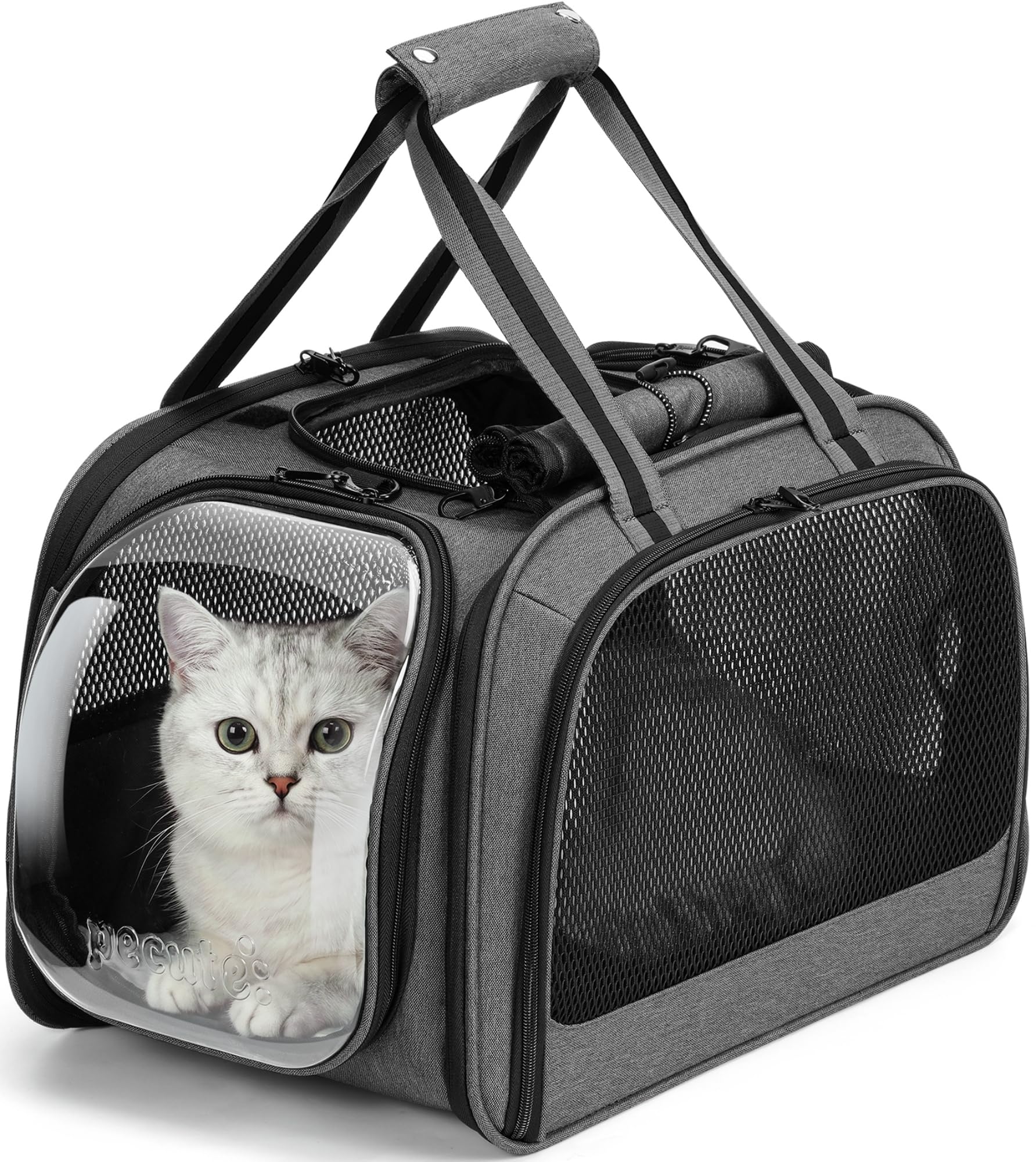 pecute Cat Carrier Bubble Window, Cat Carrier Bag Breathable, Stable Bubble Pet Carrier, Pet Carrier With Sun Protection Roller Blinds, Dog Carrier for Hiking, Walking, Travelling, Green