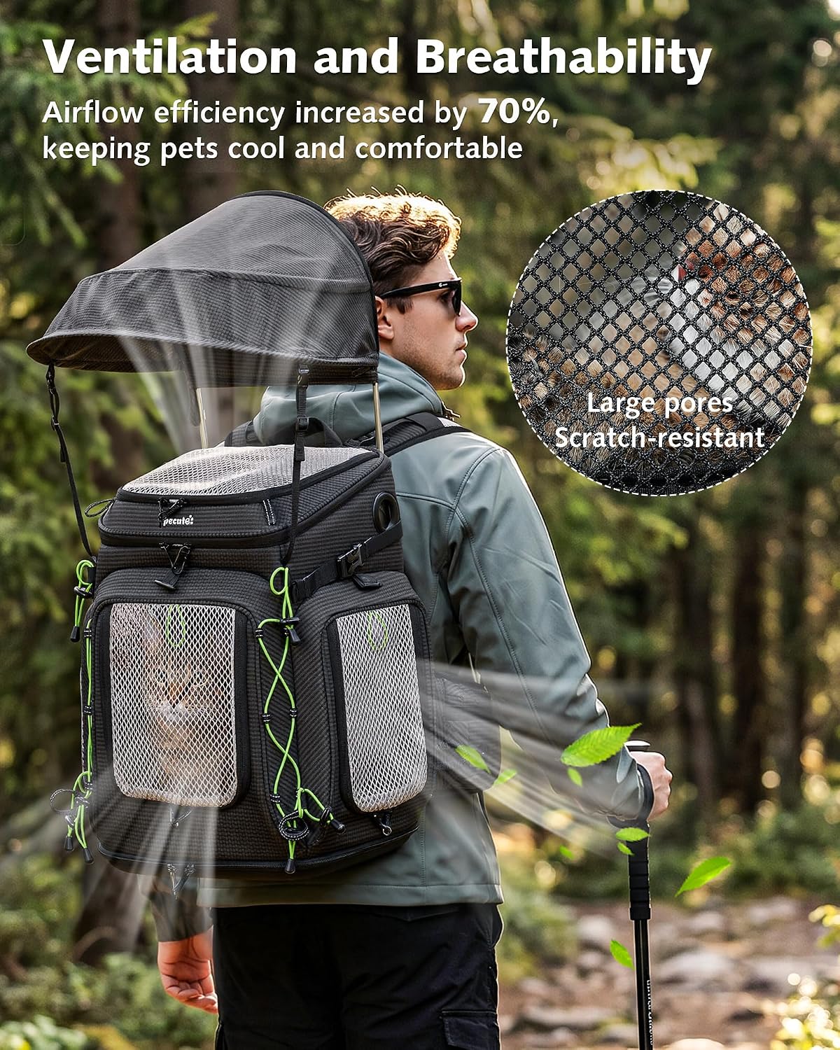 Pecute Travel Cat Backpack Carrier,Hiking Pet Backpack,Black,Up to 11 lbs