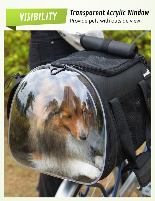 Pecute Sac de transport pour animaux de compagnie avec fenêtre en acrylique Sac de vélo Pillion Panier portable pour animaux de compagnie