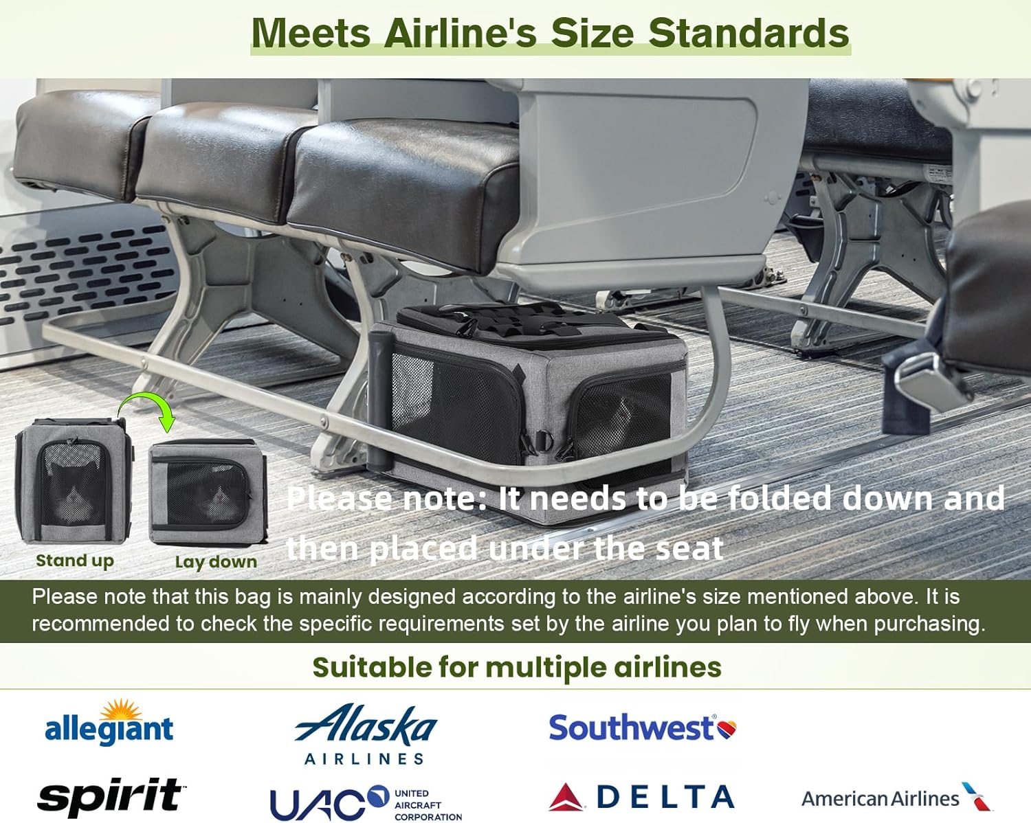 Pecute Airline Approved Cat Carrier Expandable Pet Carrier up to 5kg/12lbs