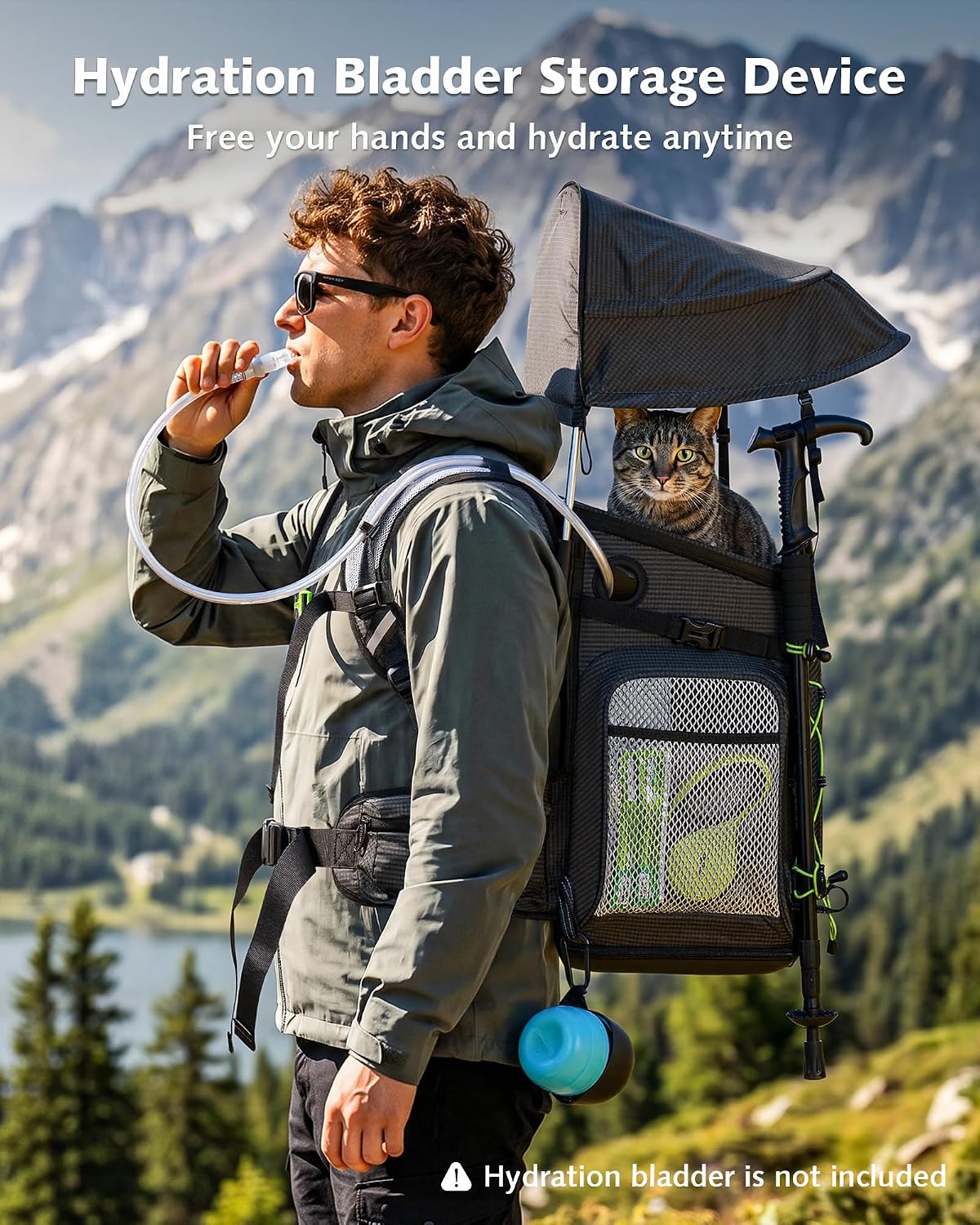 Pecute Travel Cat Backpack Carrier,Hiking Pet Backpack,Black,Up to 11 lbs