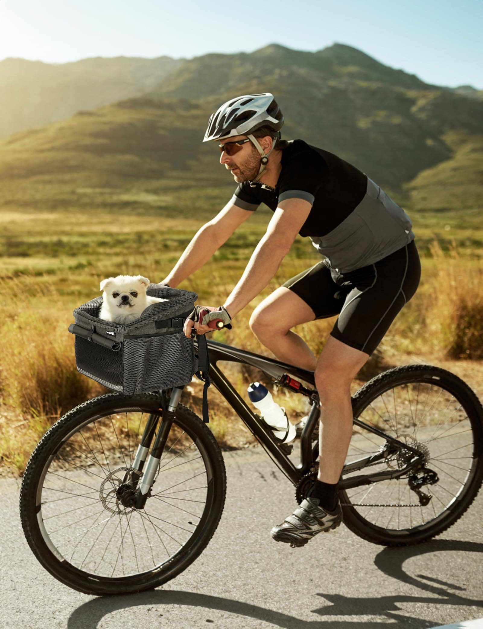 Pecute New Dog Bike Basket with Handlebar Adapter.