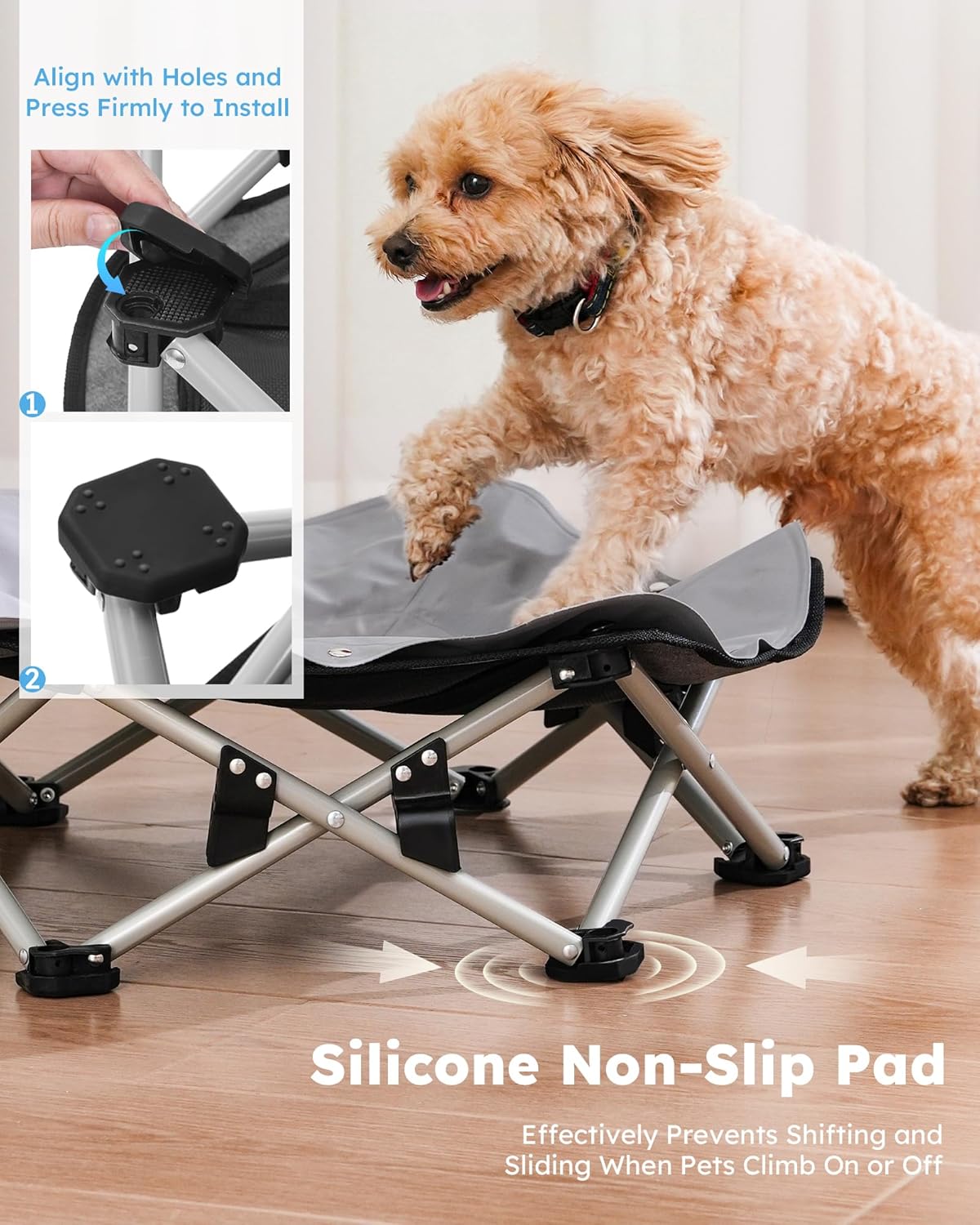 pecute ELevated Pet Bed with Cooling Mat, Cat Cooling Bed Built with 360° Breathable Mesh, Dog Cooling Bed Foldable, Portable and Non-slip, for Indoor and Outdoor Use, Supports up to 60kg,M,Dia 60cm