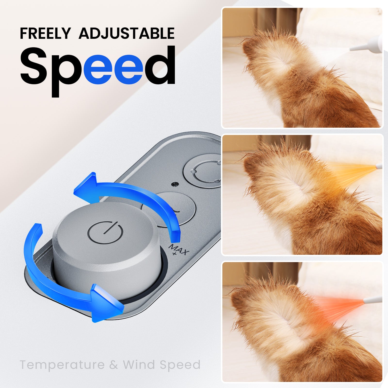 Pecute Dog Dryer with Cool-Warm-Hot Cycle Mode