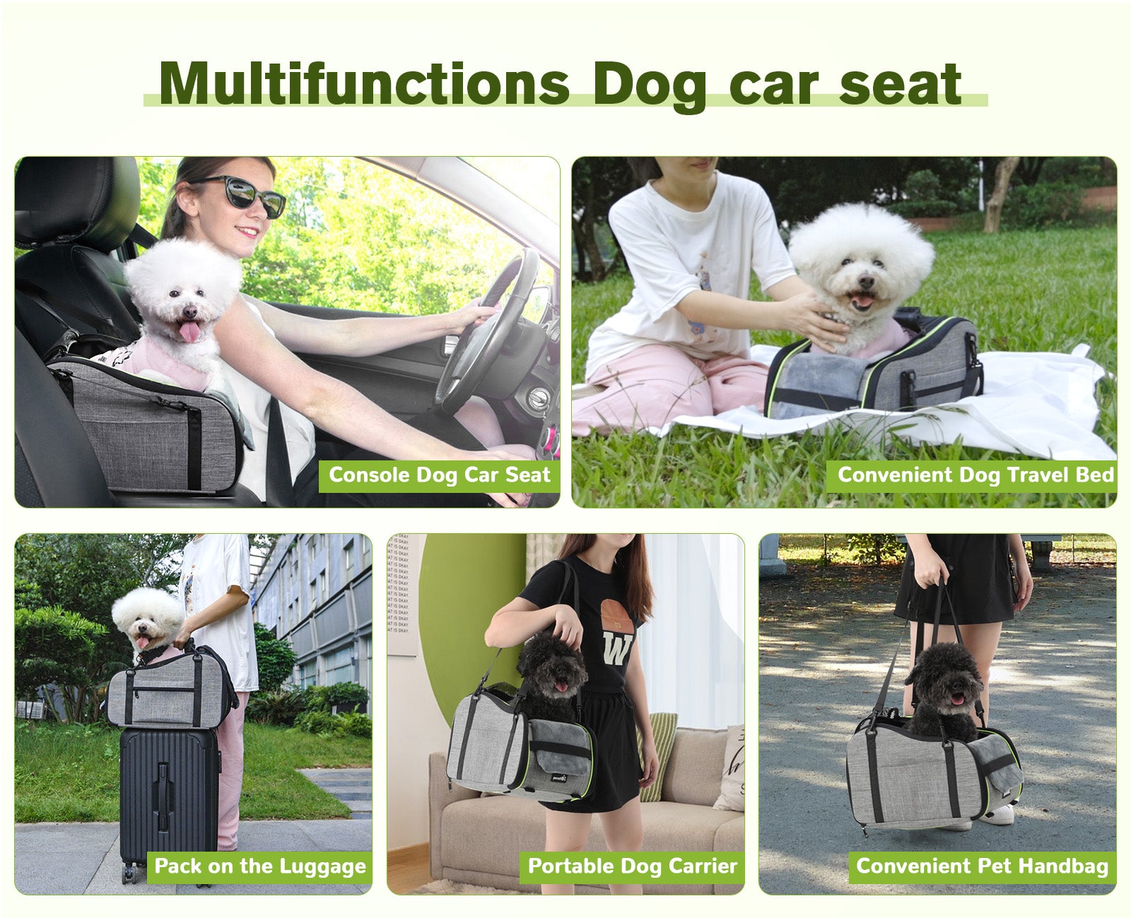 Sac de transport pour animaux de compagnie avec accoudoir central de voiture Pecute gris