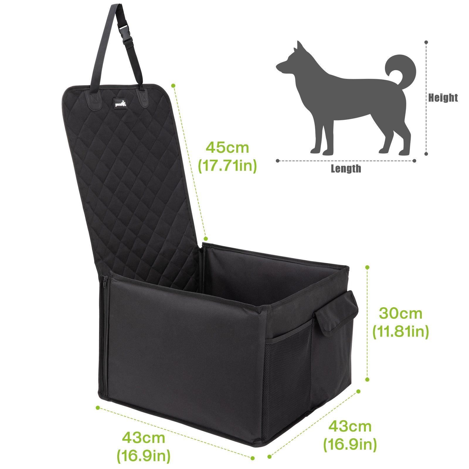 pecute Hundeautositz extra stabil 43x43x75cm