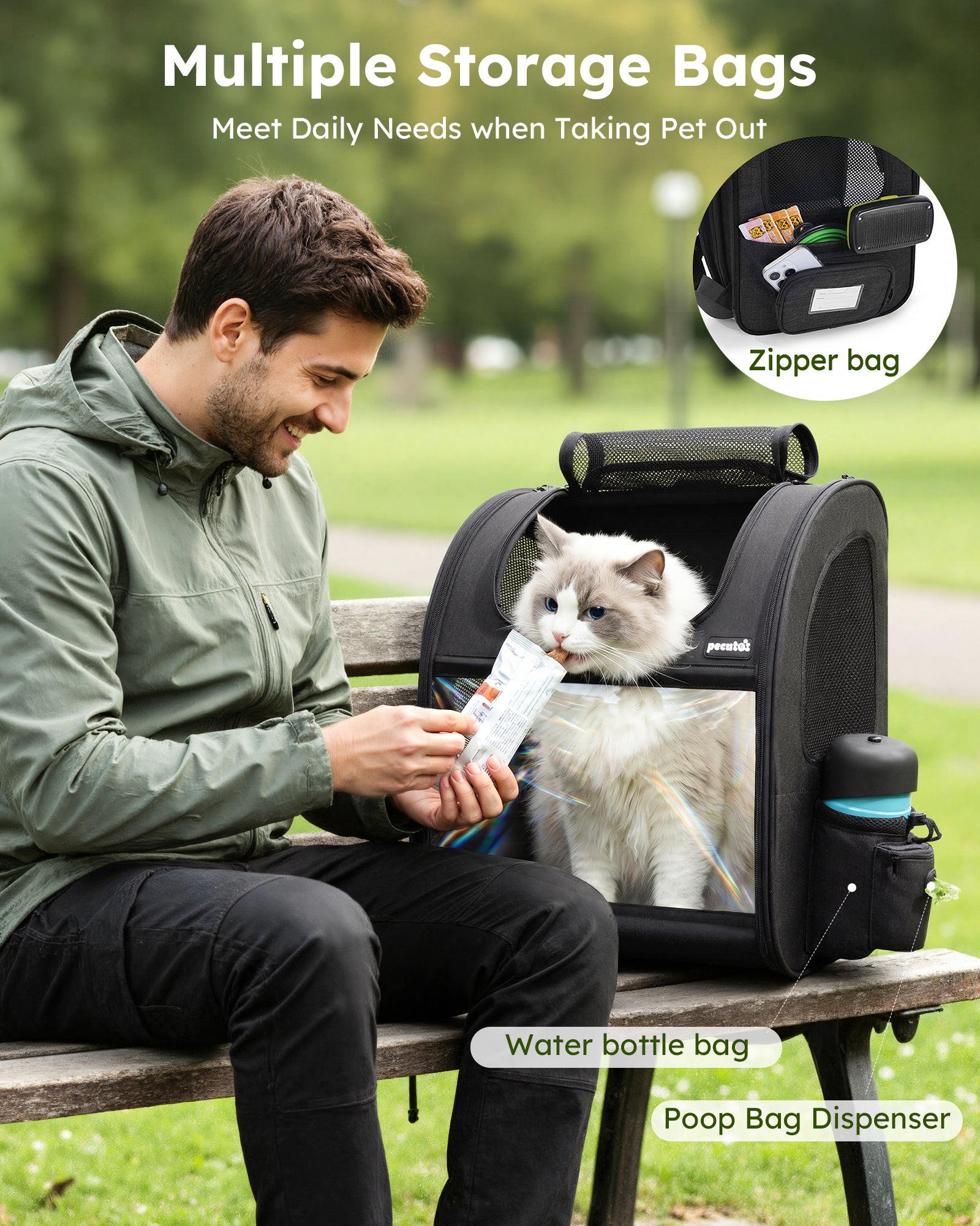 Pecute Expandable Portable Breathable Rucksack Cat Carrier Dog Backpack
