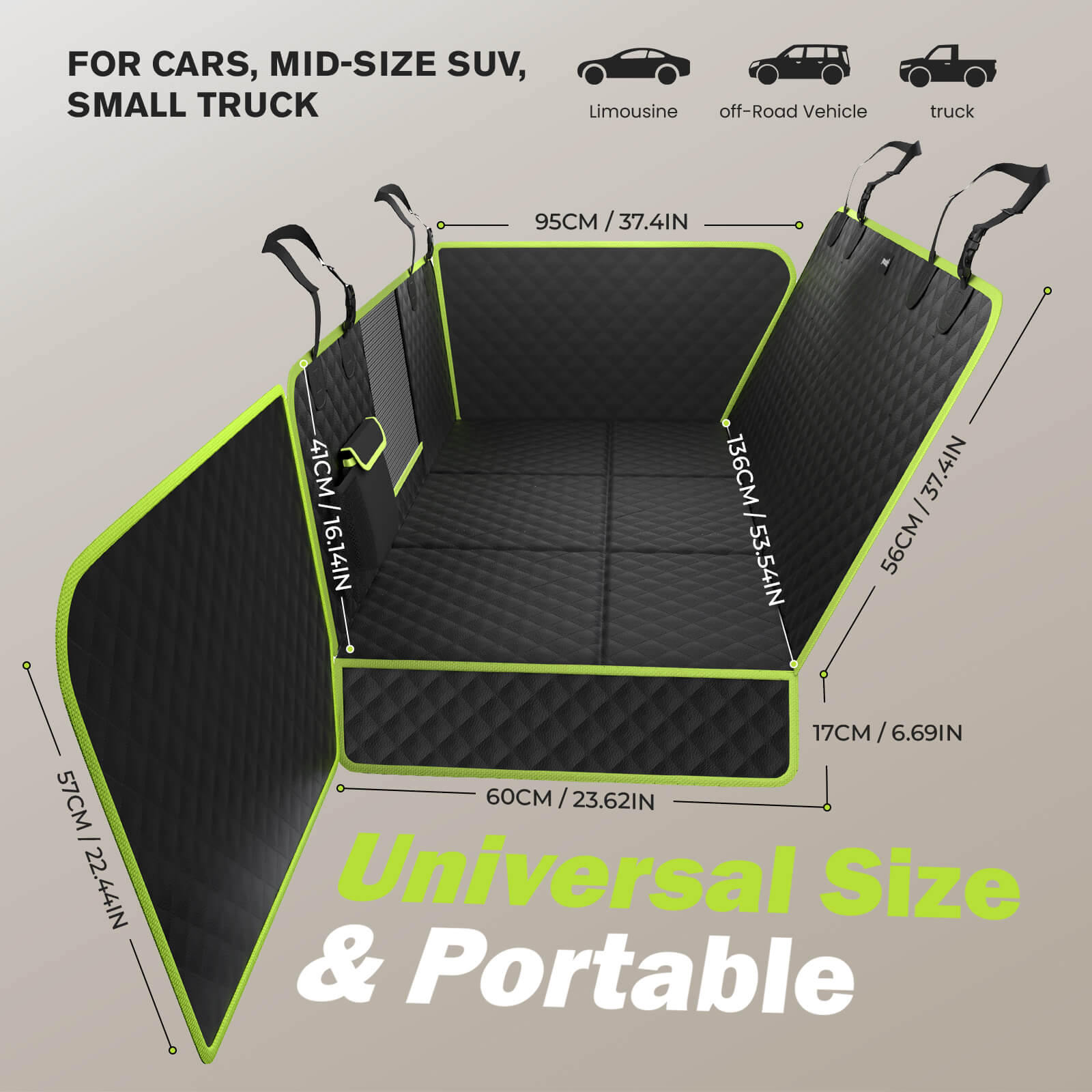 Pecute Full Surrounded Dog Car Seat Cover for Back Seat, Car Window Fixing for Maximum Car Protection