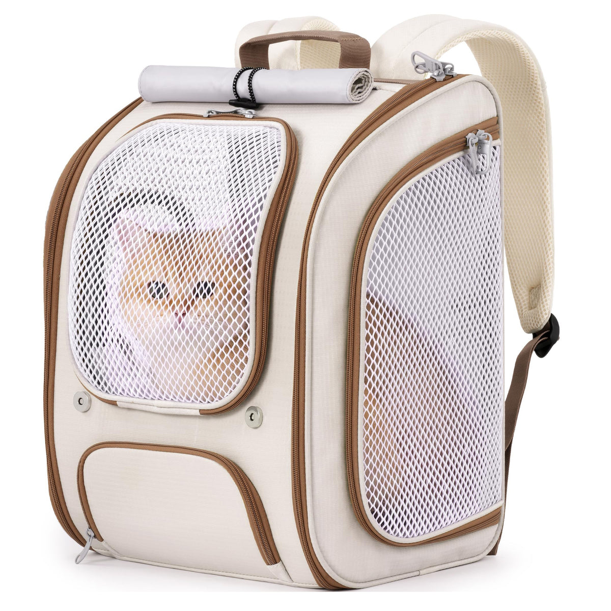 Pecute Cat Backpack Carrier, Spacious & Breathable Pet Backpack, Green