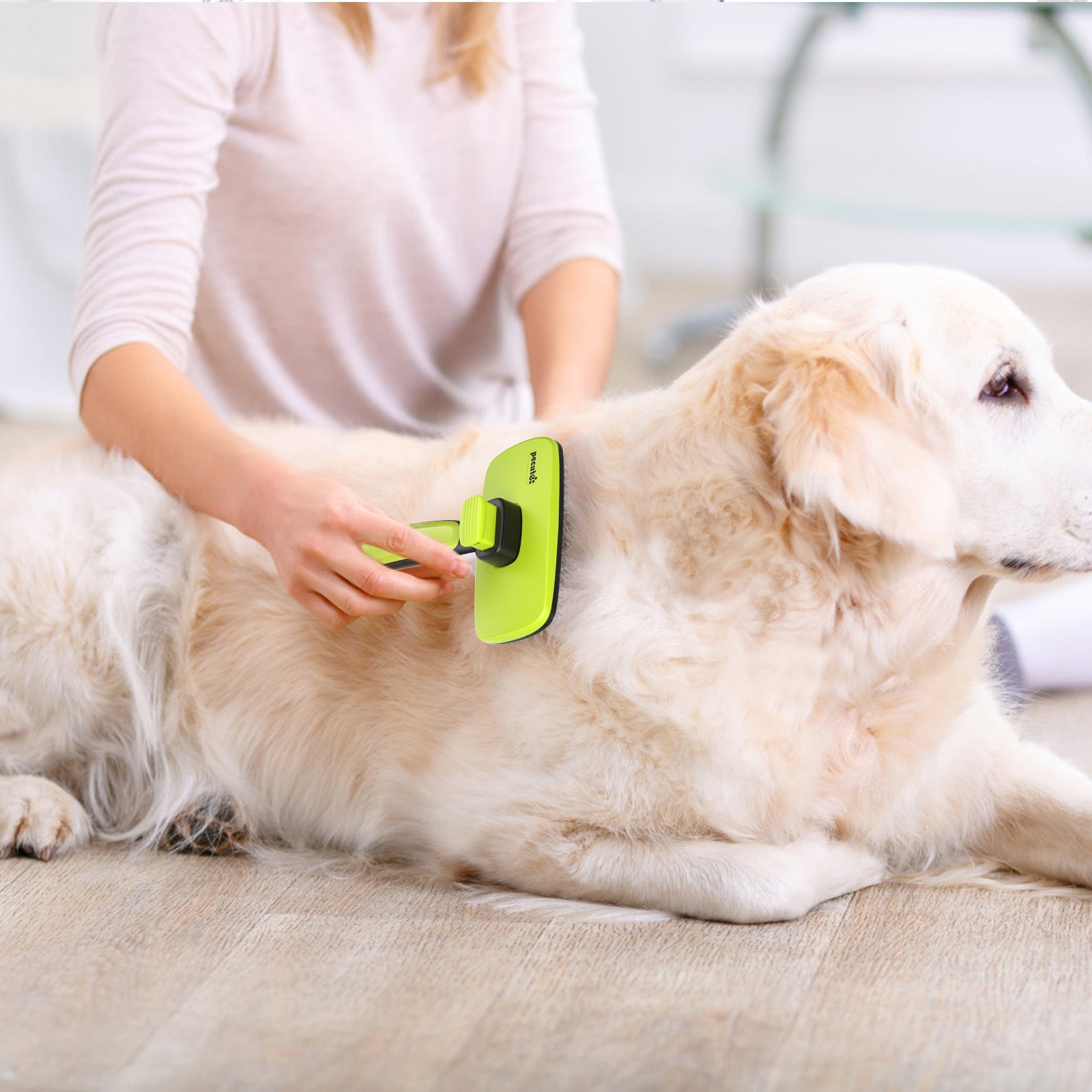 Pecute Taille L Brosse de toilettage autonettoyante pour animaux de compagnie Particules de massage