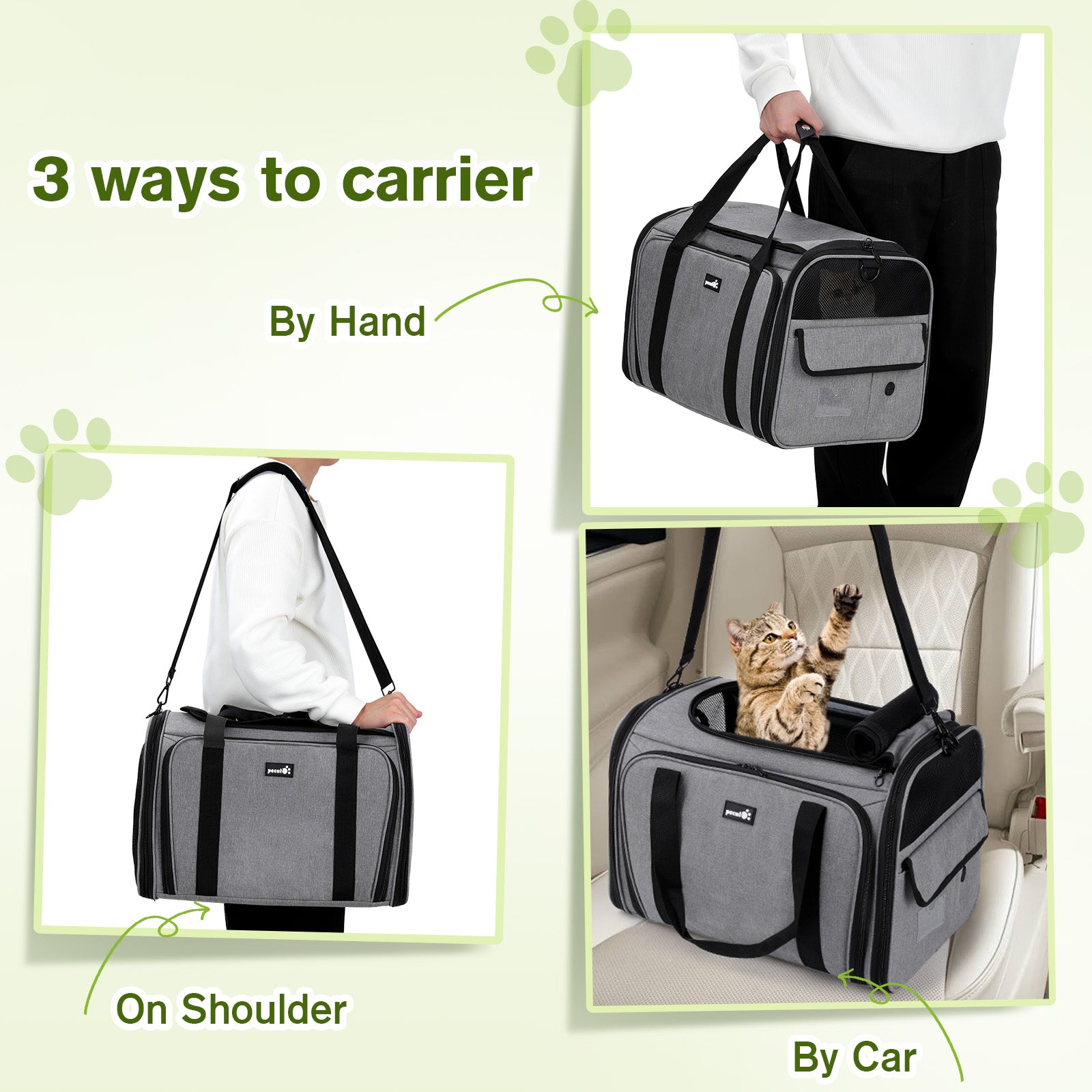 Pecute Cat Carrier Extensible, très grand sac de transport pour animaux de compagnie