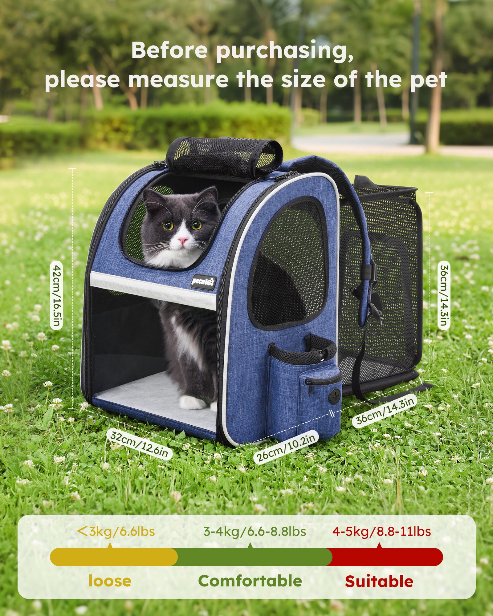 Pecute Portable Breathable Rucksack Pet Carrier Backpack