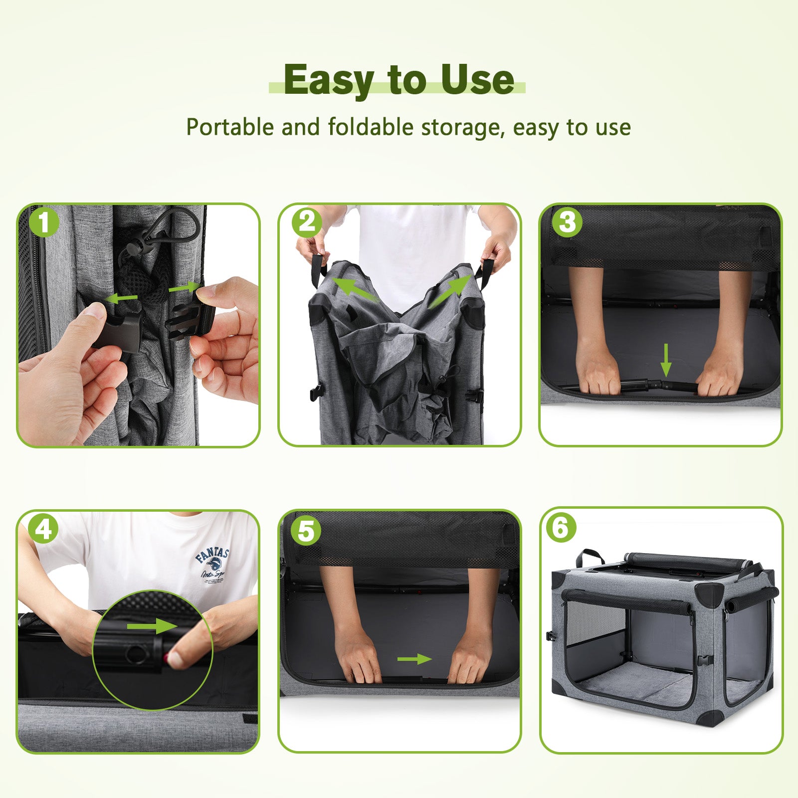 Pecute Dog Carrier, Collapsible Dog Crate with Breathable Mesh