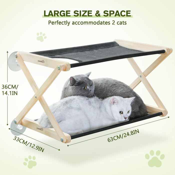 Pecute Large Cat Hammock Sunny Seat with Wooden Frame.