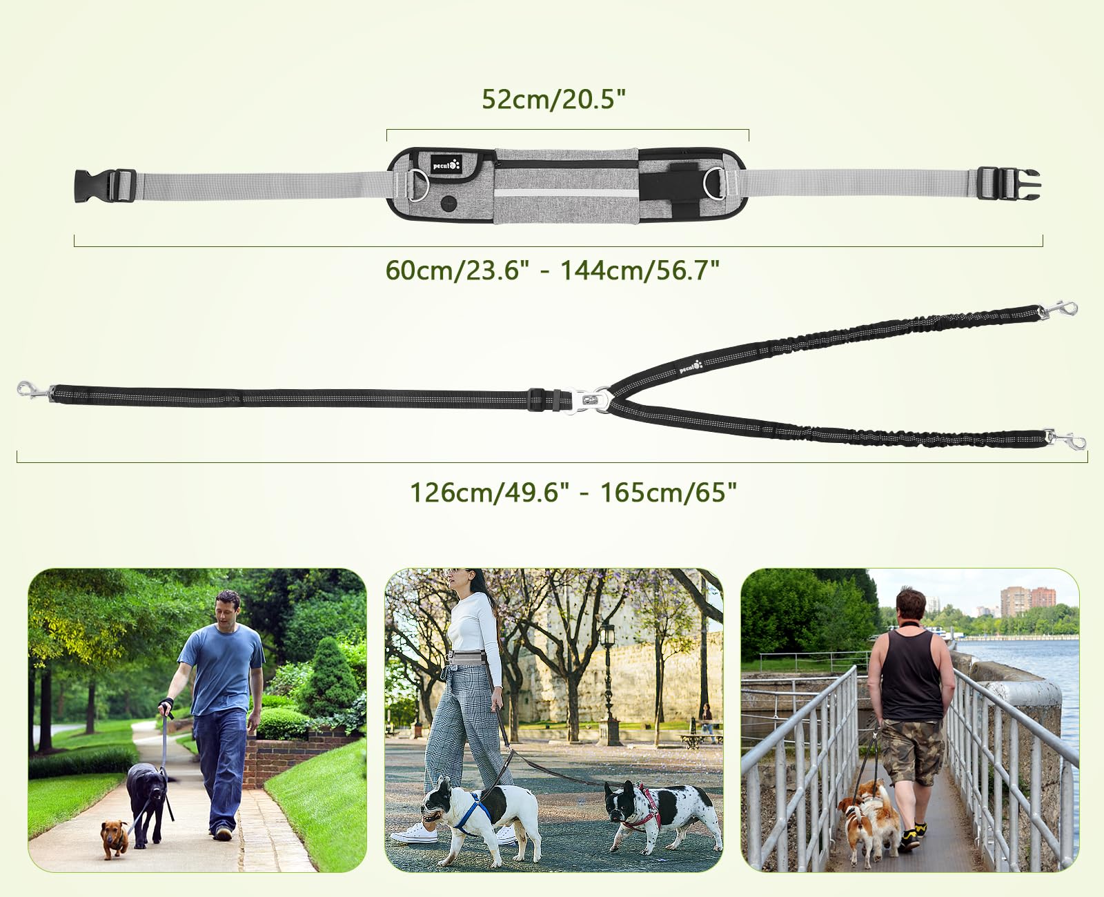 Pecute Hands Free Dog Leash 2 Dogs