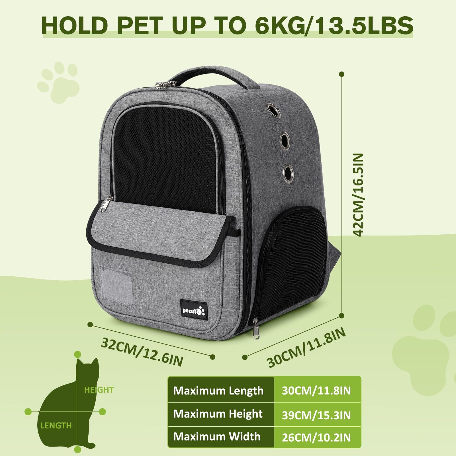 Pecute Small Pet Carrier Backpack for Cats and Puppies.