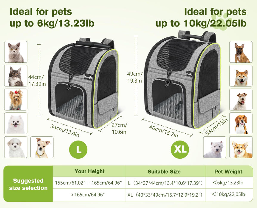 Pecute Sac à dos de transport pour animaux de compagnie extensible et portable avec rideau
