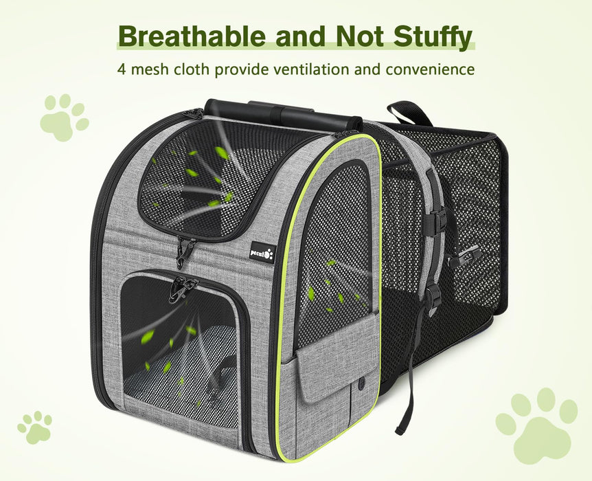 Pecute Pet Carrier Backpack Expandable Portable with Curtain