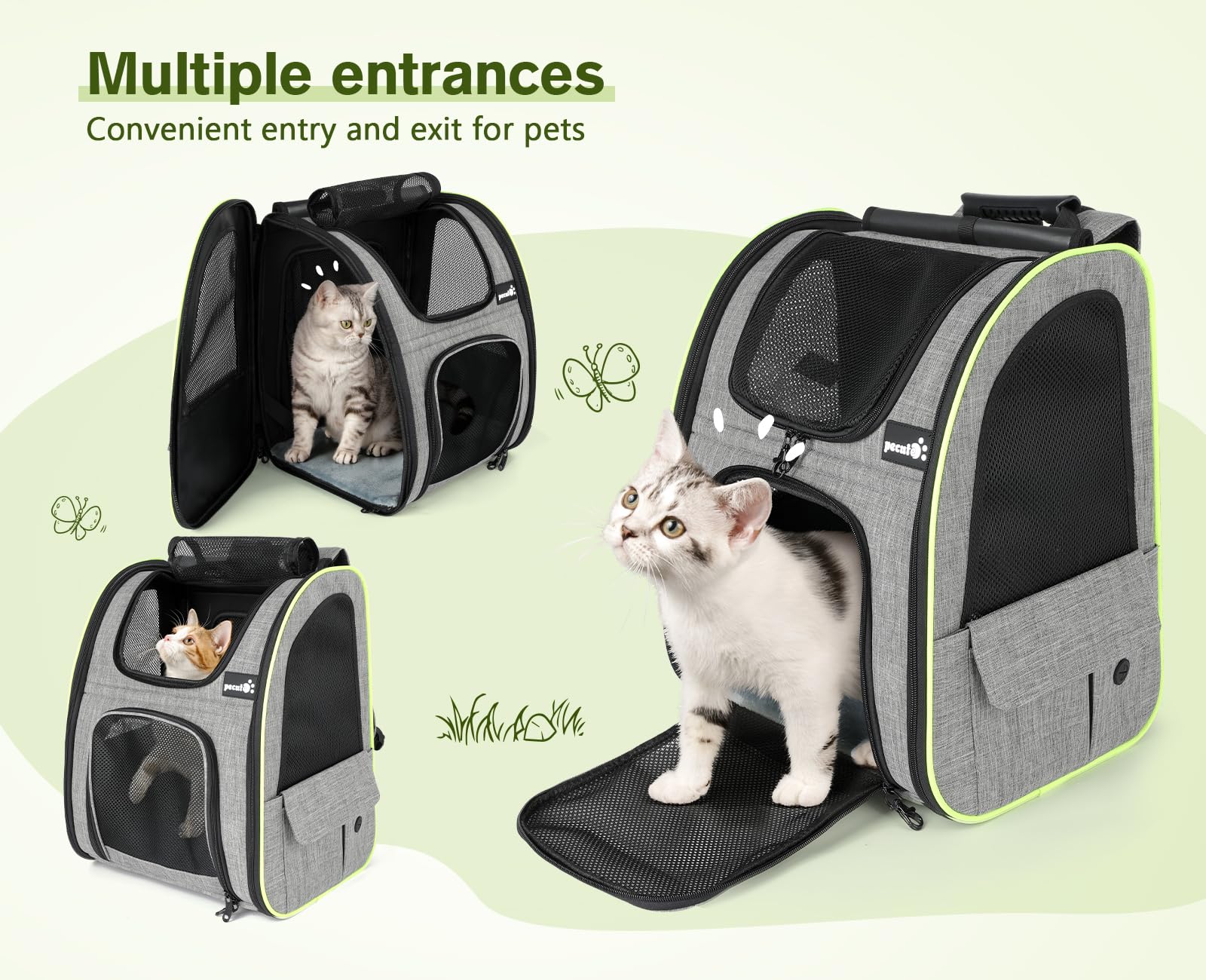 Pecute Pet Carrier Backpack Expandable Portable with Curtain