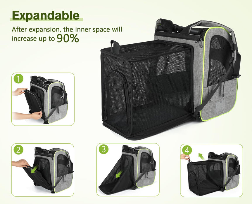 Pecute Pet Carrier Backpack Expandable Portable with Curtain