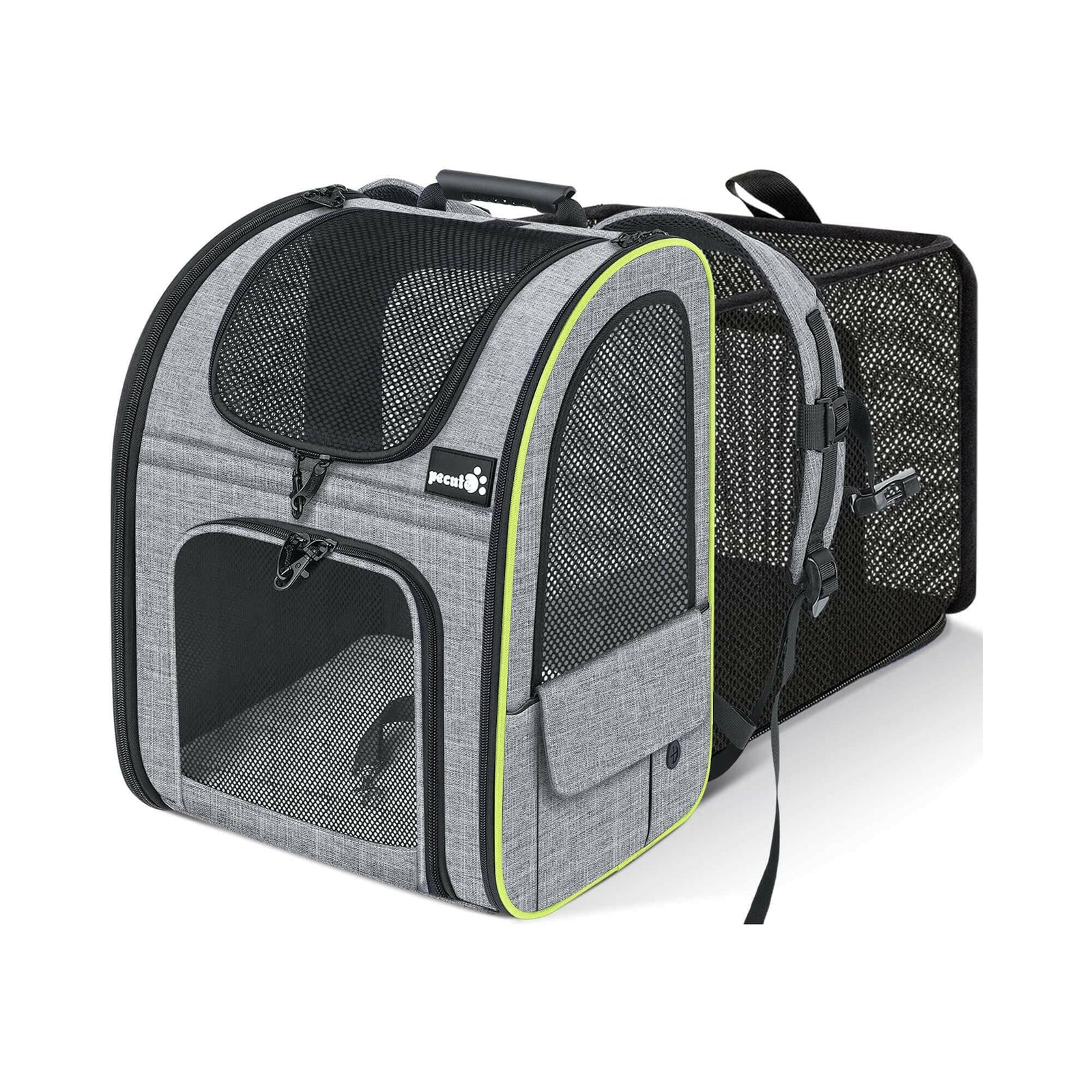 Pecute Cat Carrier Sac à dos pour chien extensible (gris)