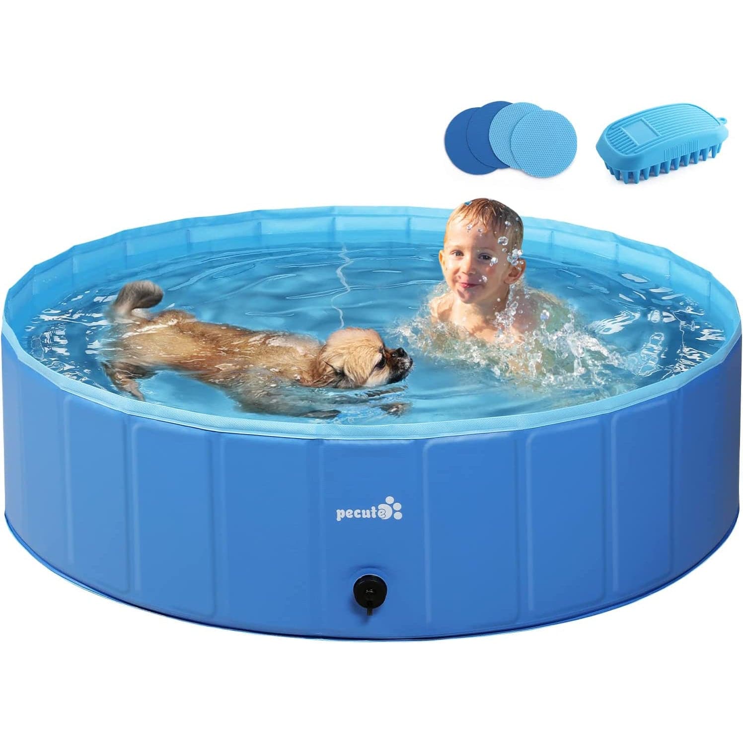 Pecute Paddling Pool for Pets& Kids（XXL）.