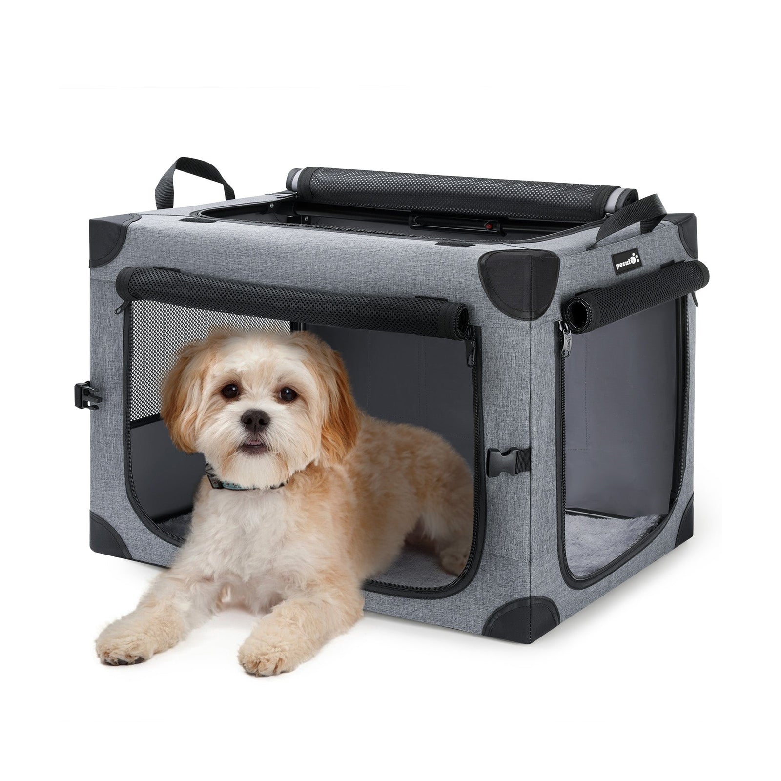 Pecute Dog Carrier, Collapsible Dog Crate with Breathable Mesh