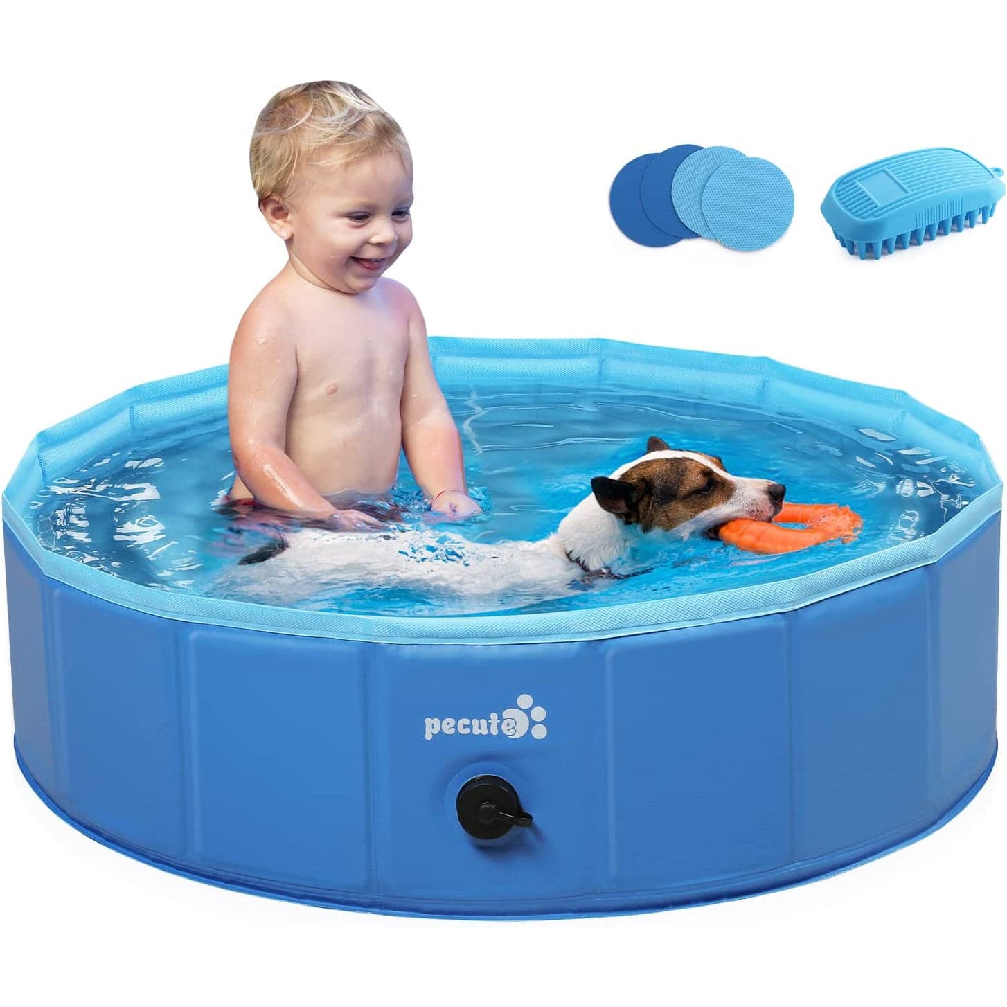 Pecute Paddling Pool for Pets& Kids（XL）.
