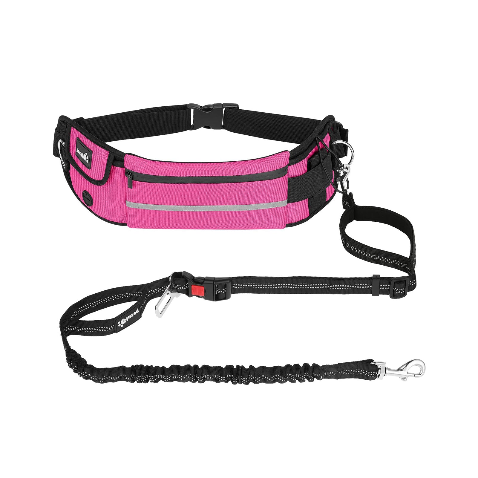 Pecute Hands Free Dog Leash with Pouch (Pink)