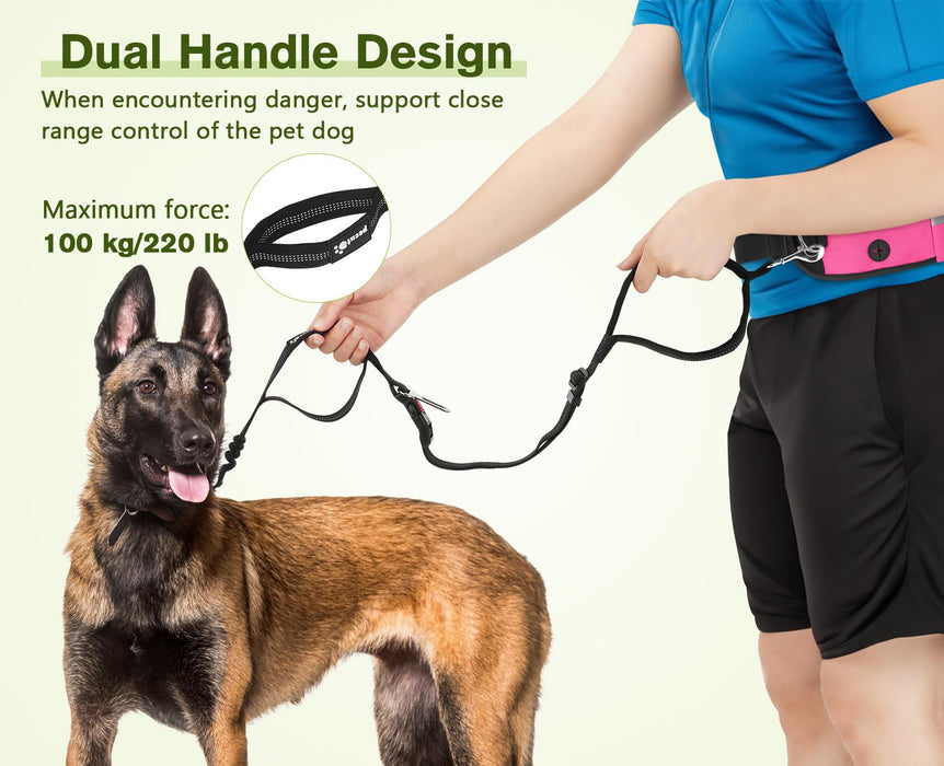 Pecute Hands Free Dog Leash with Pouch (Pink)