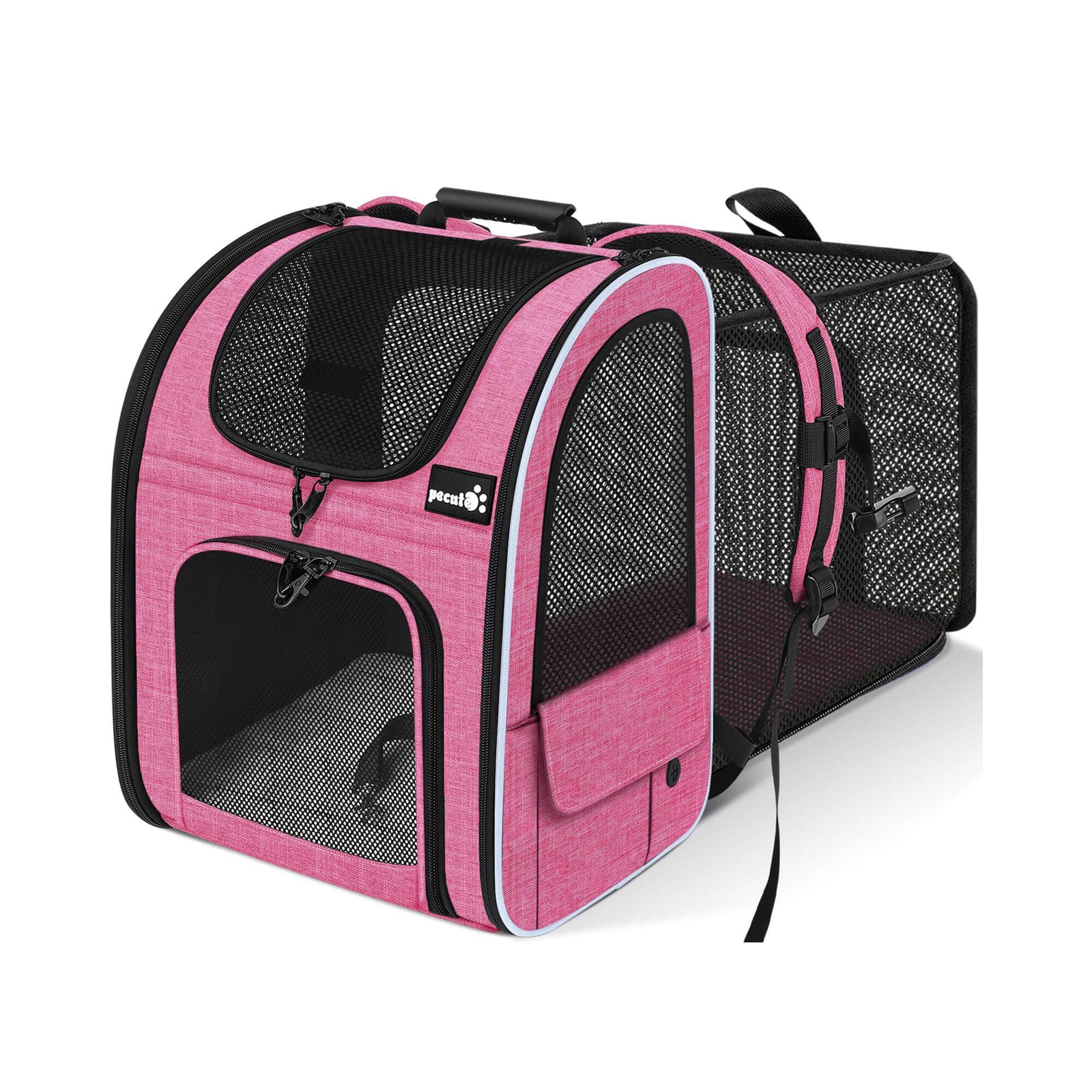 Pecute Cat Carrier Dog Backpack Expandable (Pink)