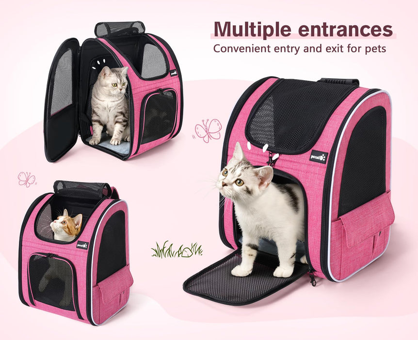 Pecute Cat Carrier Dog Backpack Expandable (Pink)
