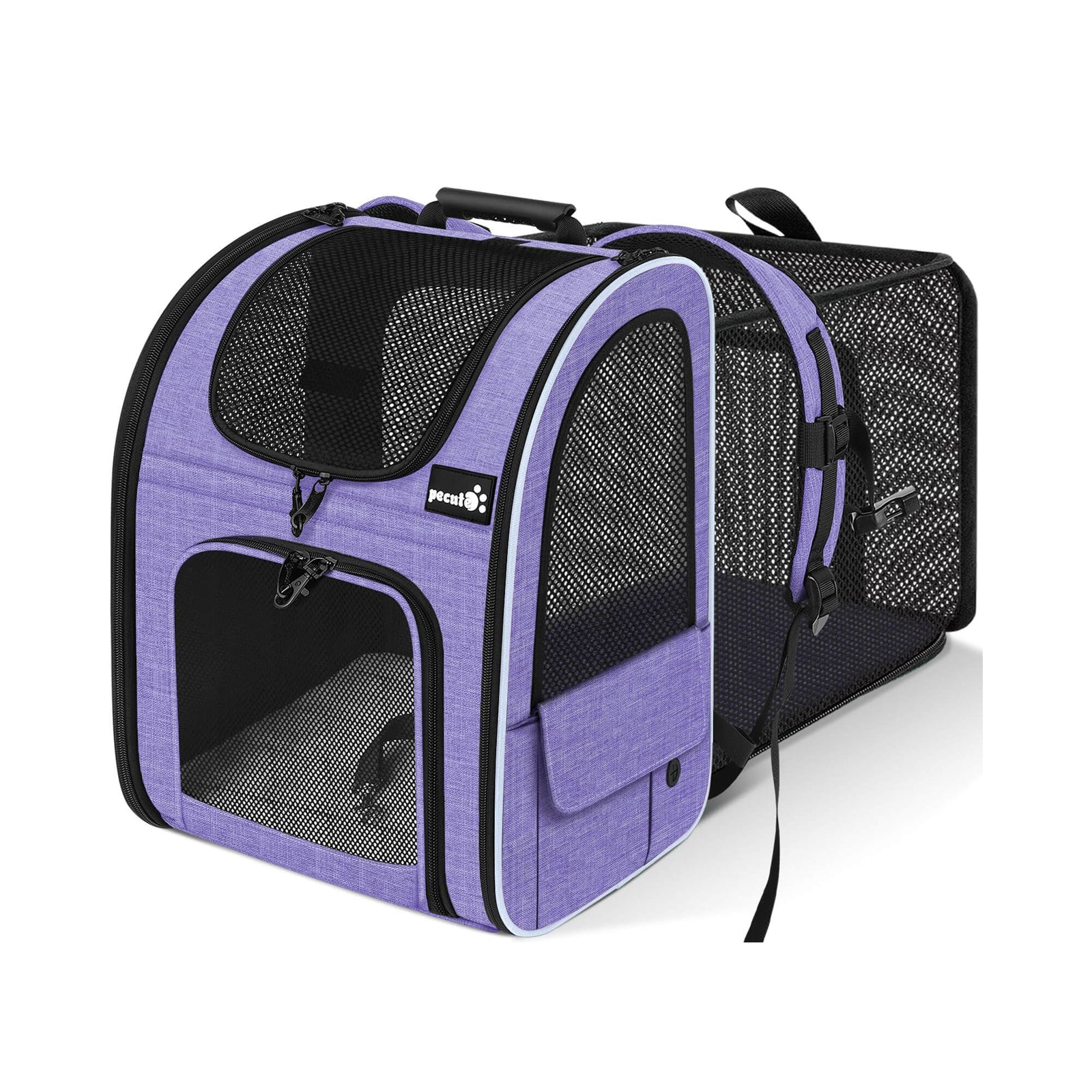 Pecute Cat Carrier Dog Backpack Expandable (Purple)