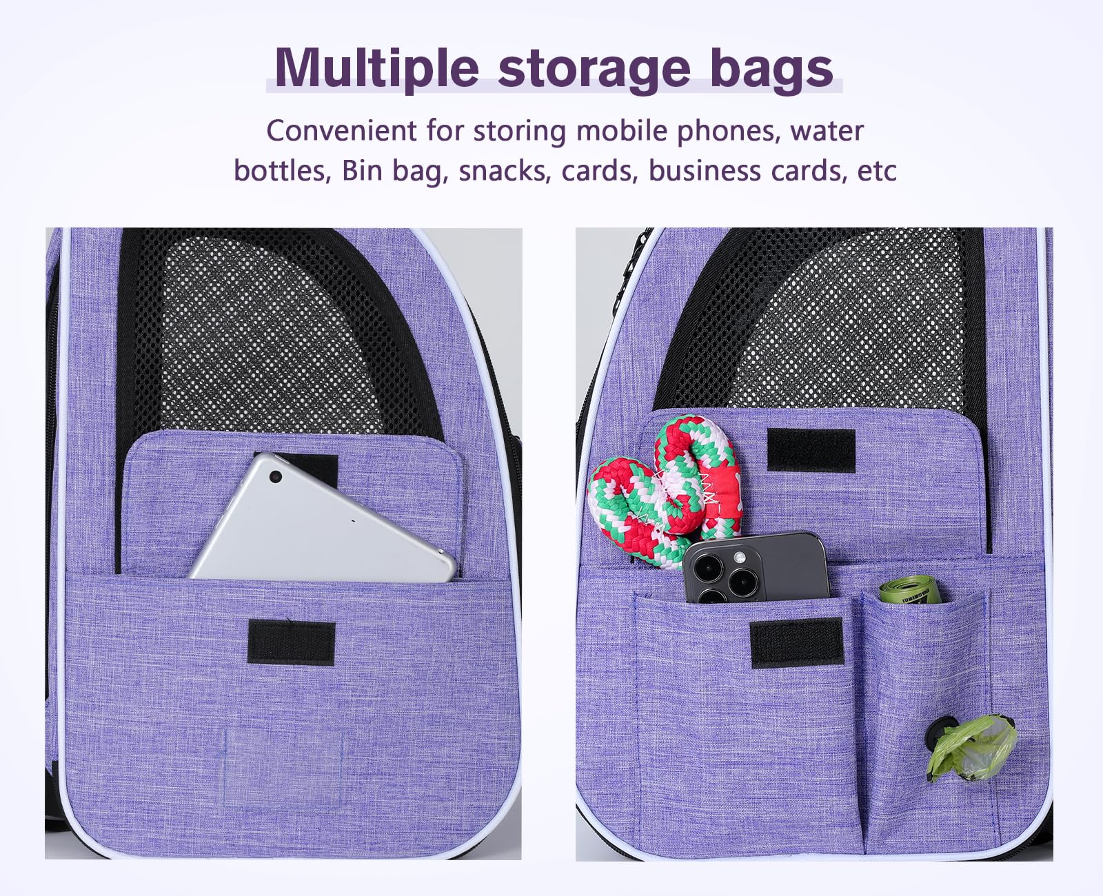 Pecute Cat Carrier Dog Sac à dos extensible (Violet)