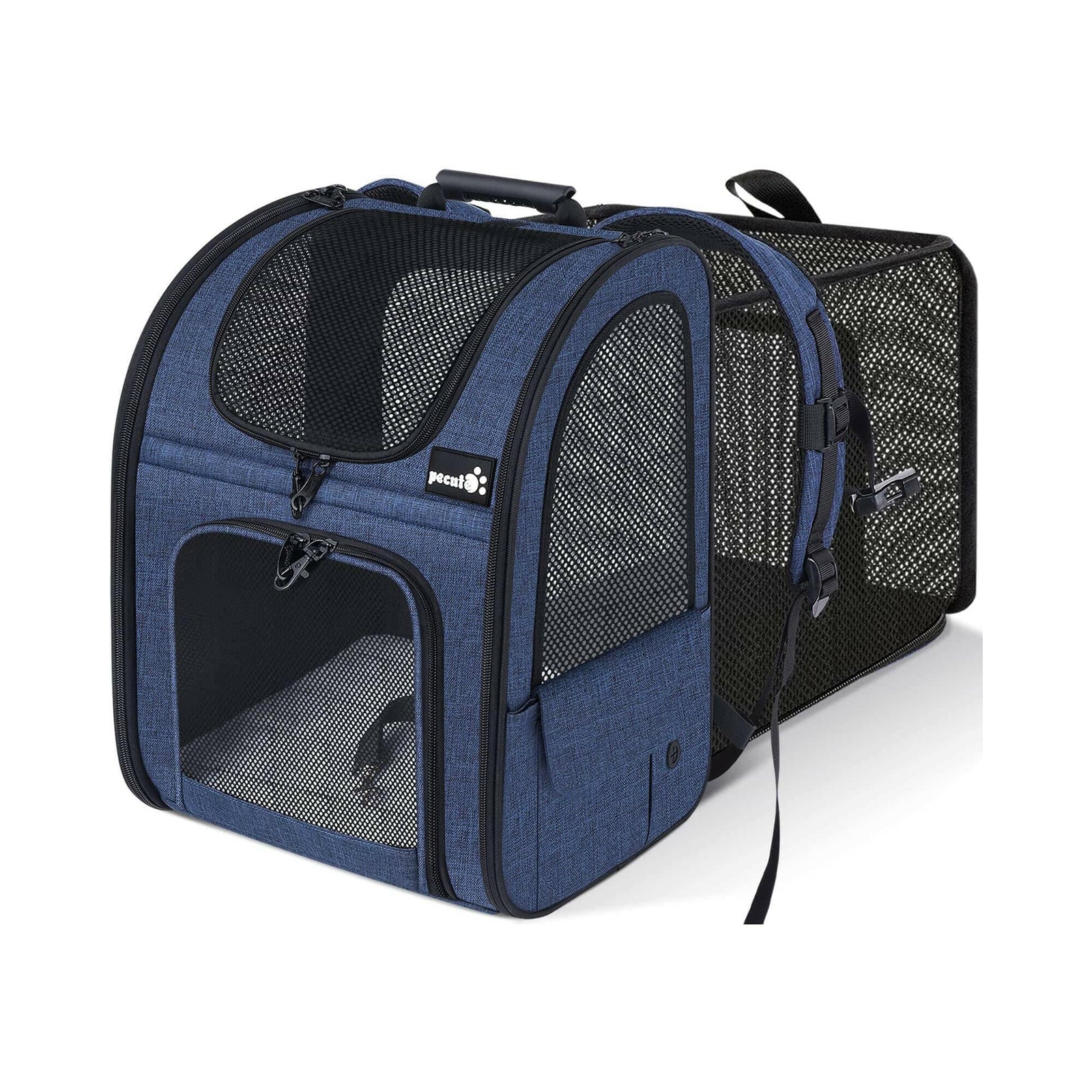 Pecute chat transporteur chien sac à dos extensible (bleu)